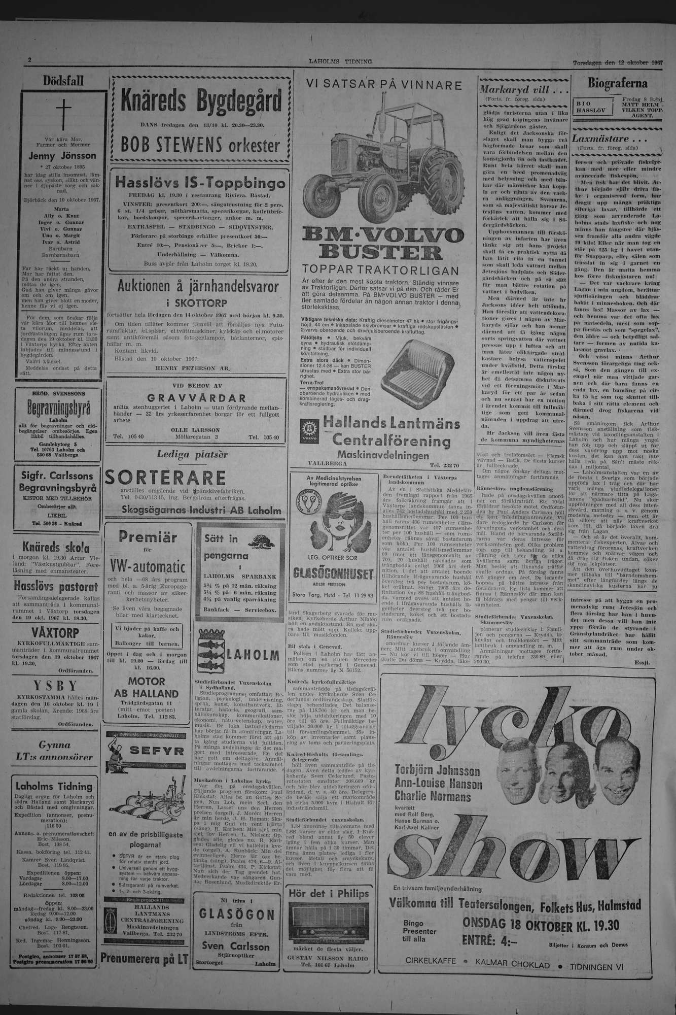 Laholms Tidning Torsdag 12 oktober 1967, sida 2