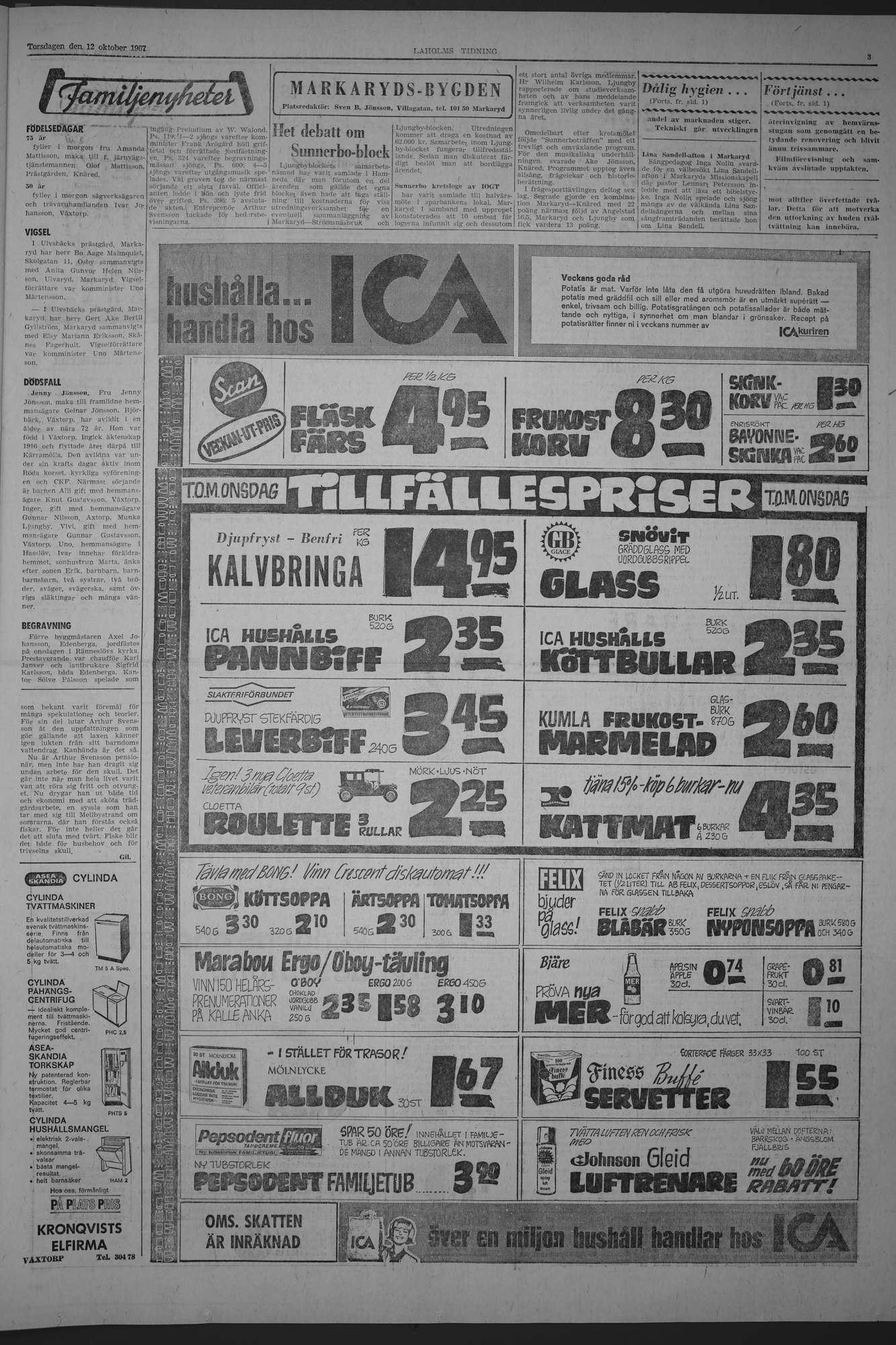 Laholms Tidning Torsdag 12 oktober 1967, sida 3