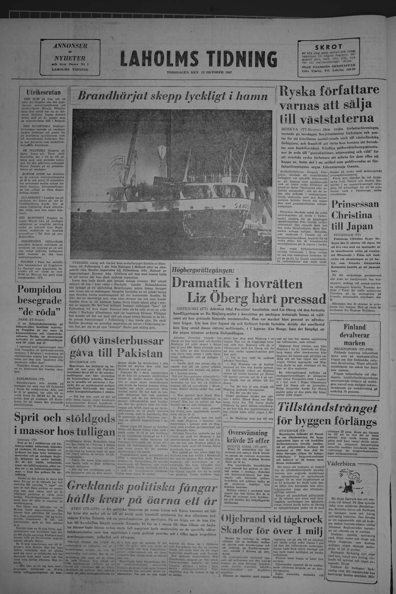 Laholms Tidning Torsdag 12 oktober 1967, sida 8