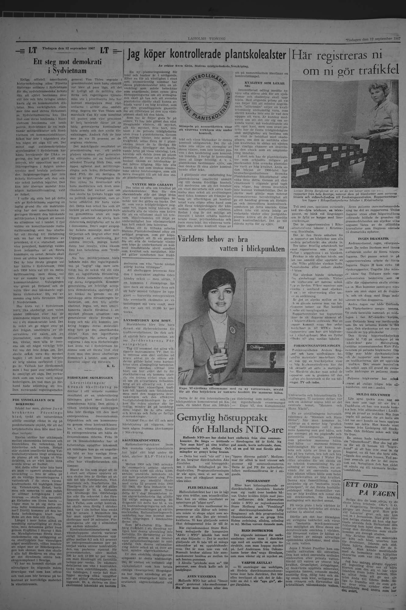 Laholms Tidning Tisdag 12 september 1967, sida 4