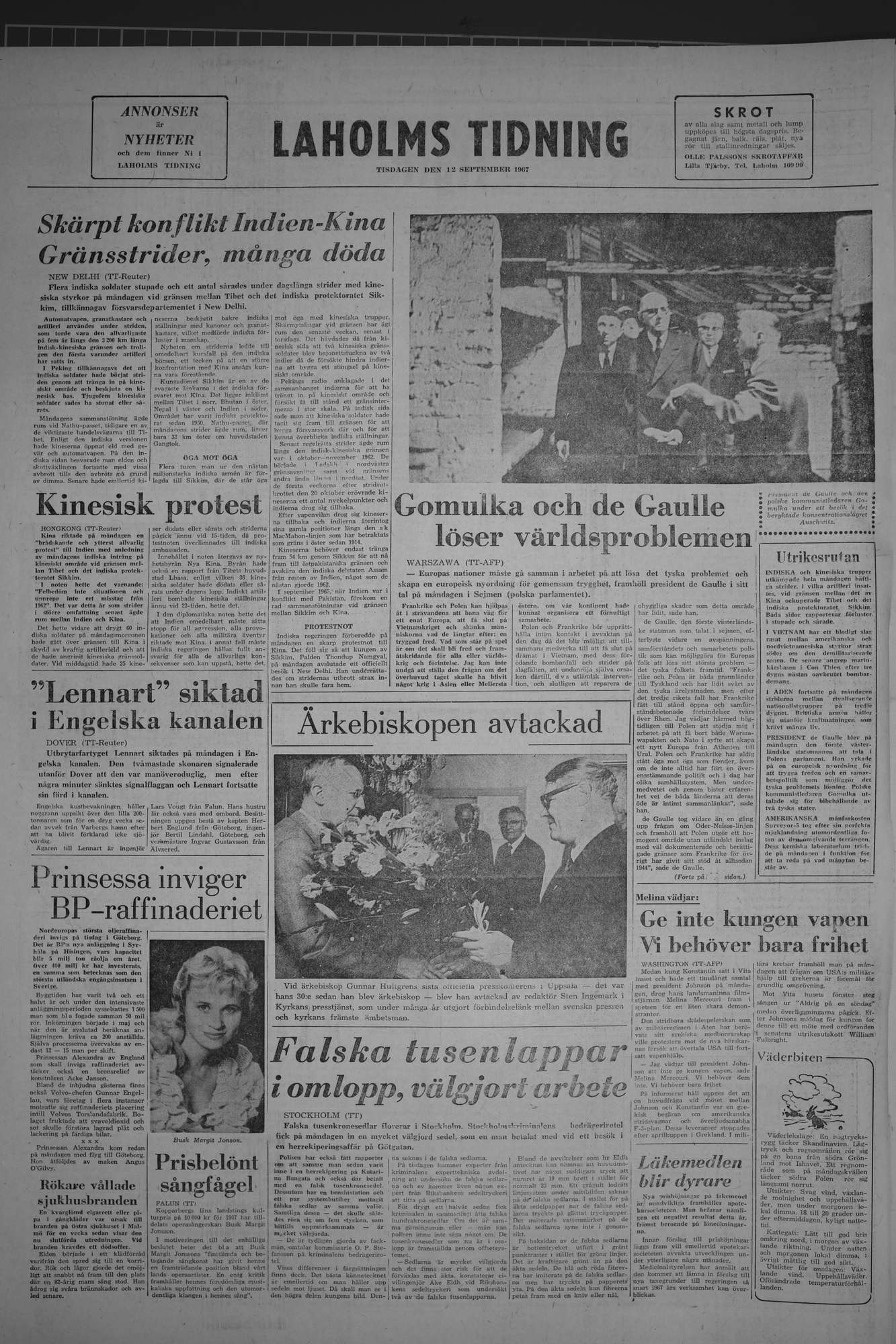 Laholms Tidning Tisdag 12 september 1967, sida 8