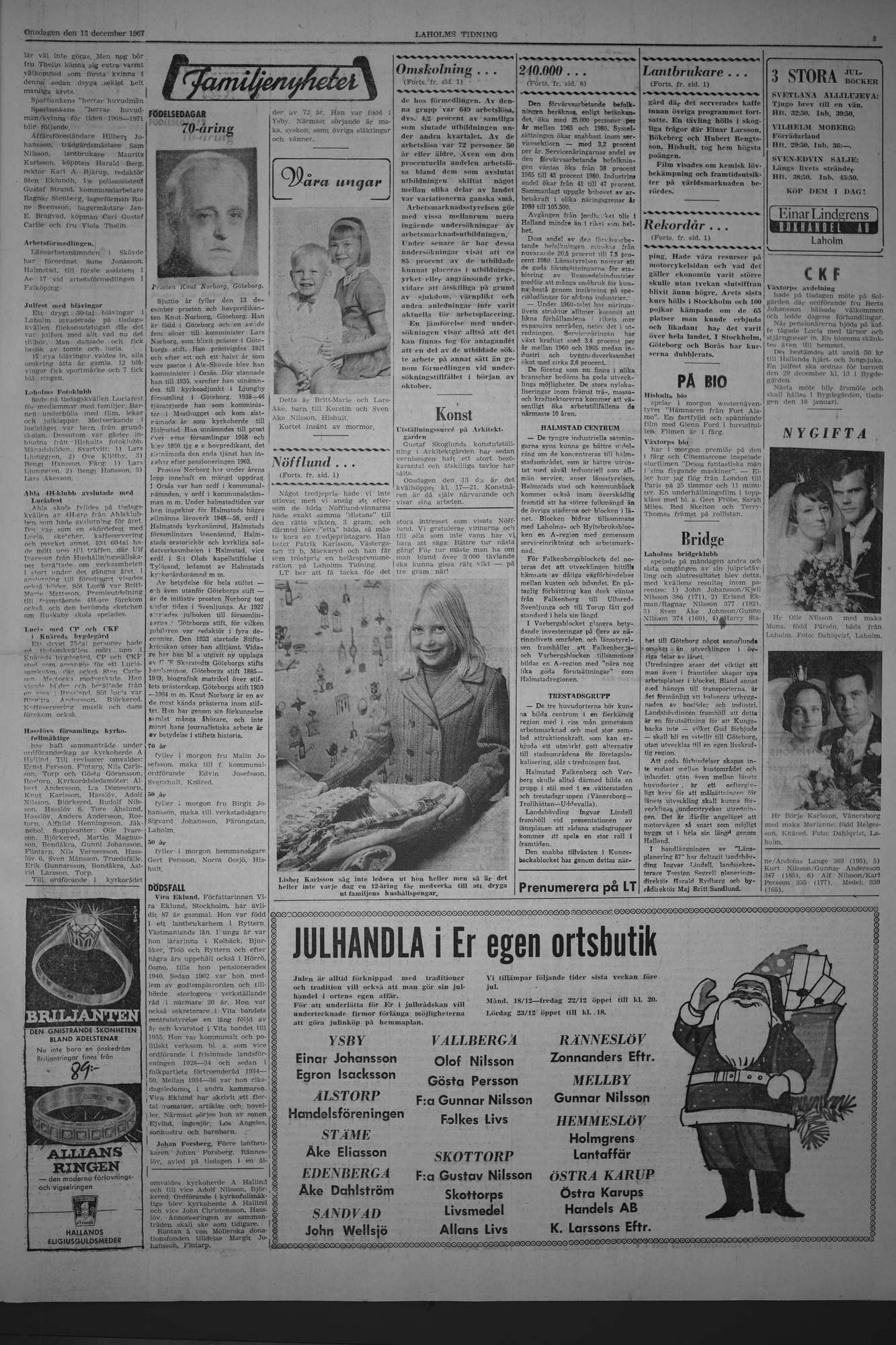 Laholms Tidning Onsdag 13 december 1967, sida 3