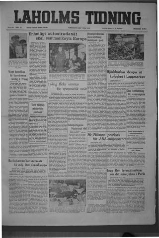 Förstasidan, Lördag 7 maj 1949