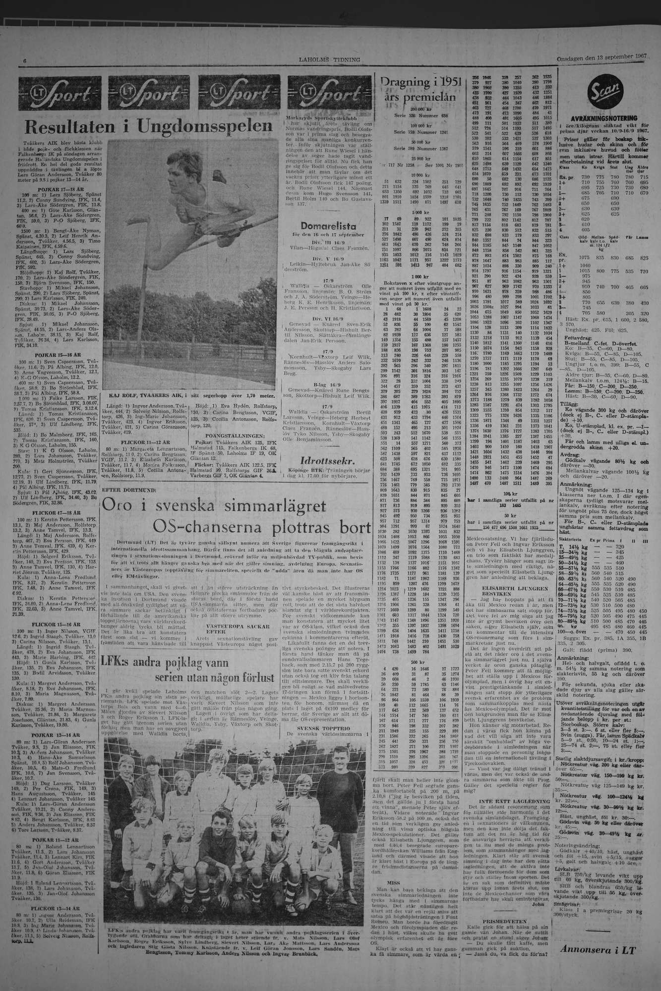 Laholms Tidning Onsdag 13 september 1967, sida 6
