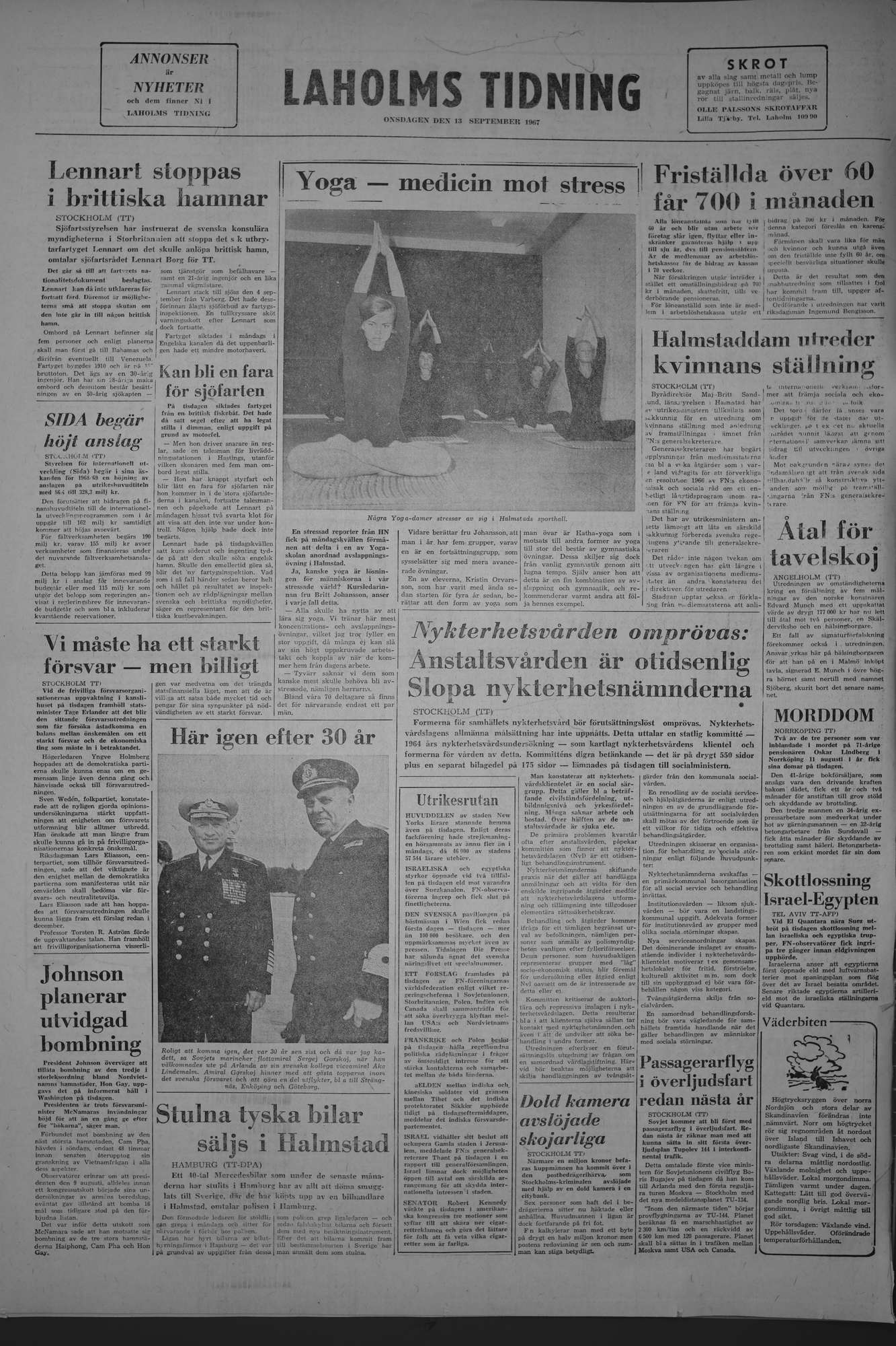 Laholms Tidning Onsdag 13 september 1967, sida 8