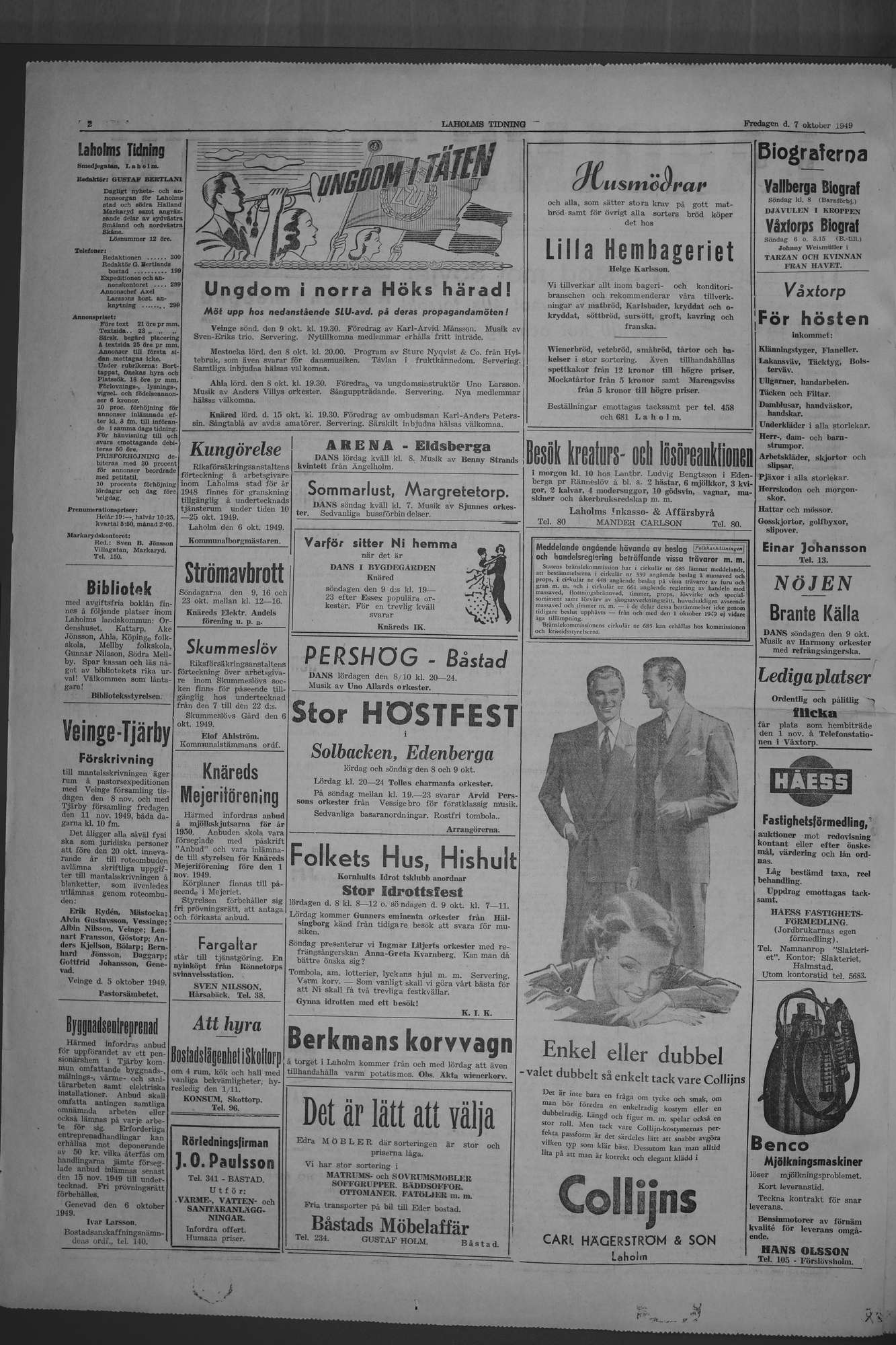 Laholms Tidning Fredag 7 oktober 1949, sida 2