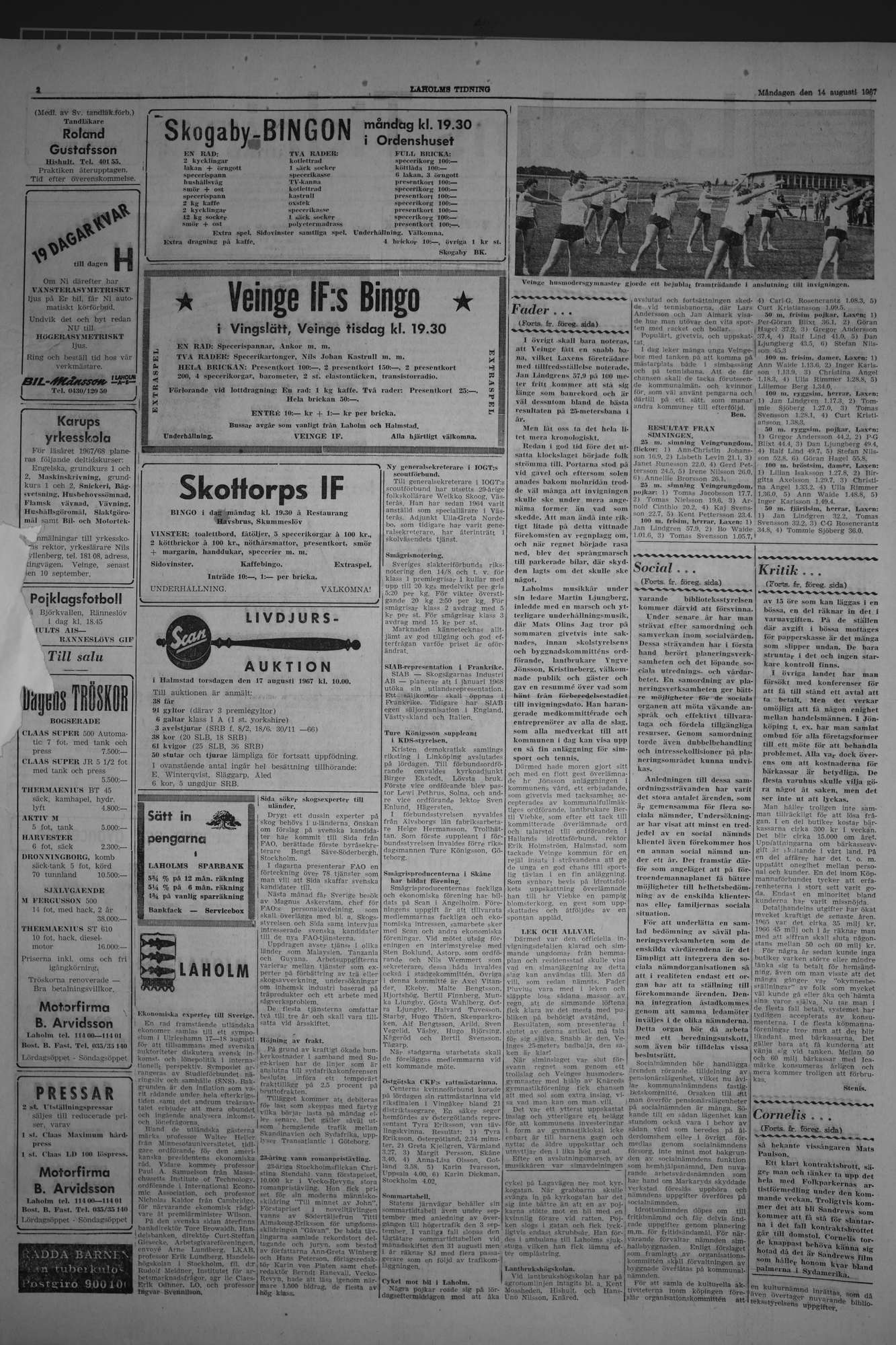 Laholms Tidning Måndag 14 augusti 1967, sida 2
