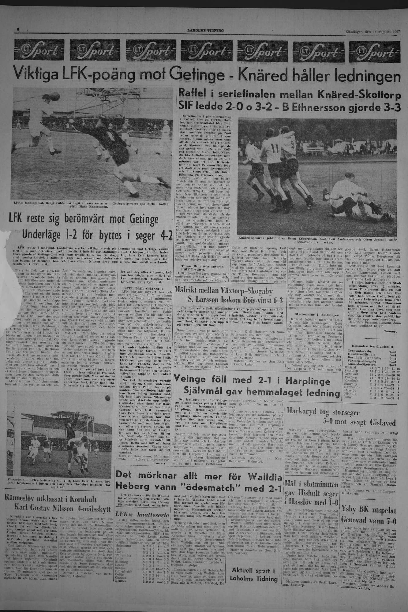 Laholms Tidning Måndag 14 augusti 1967, sida 6