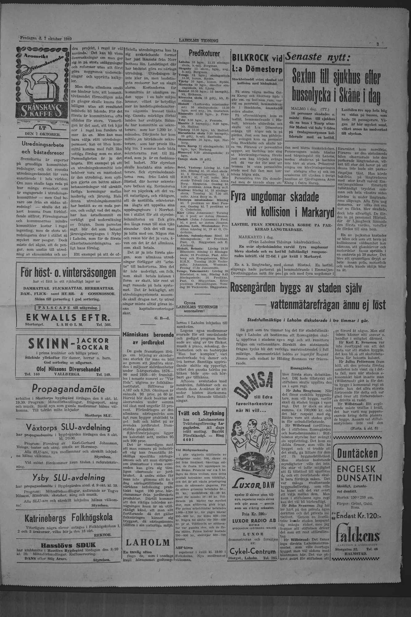 Laholms Tidning Fredag 7 oktober 1949, sida 3