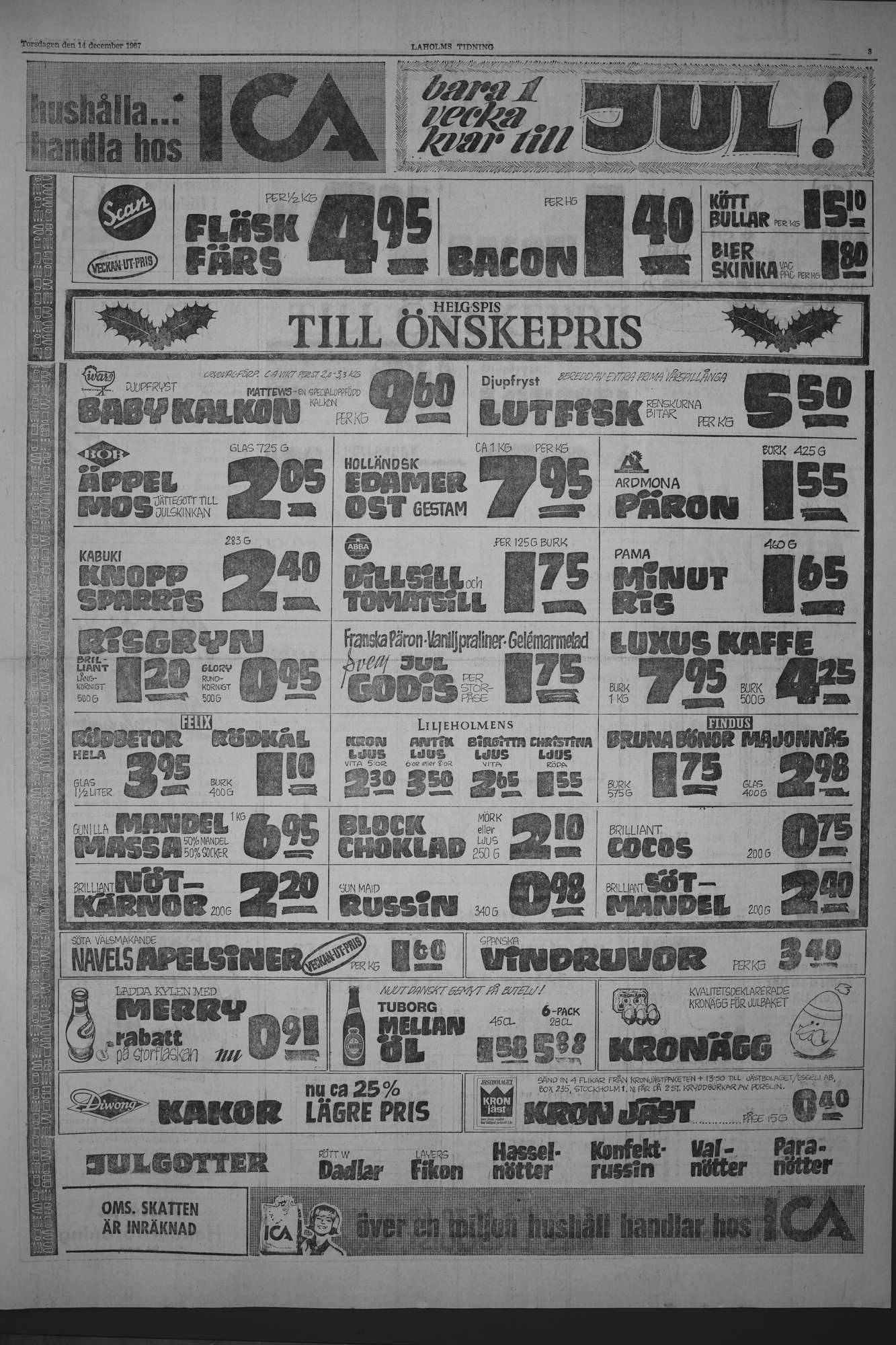 Laholms Tidning Torsdag 14 december 1967, sida 3