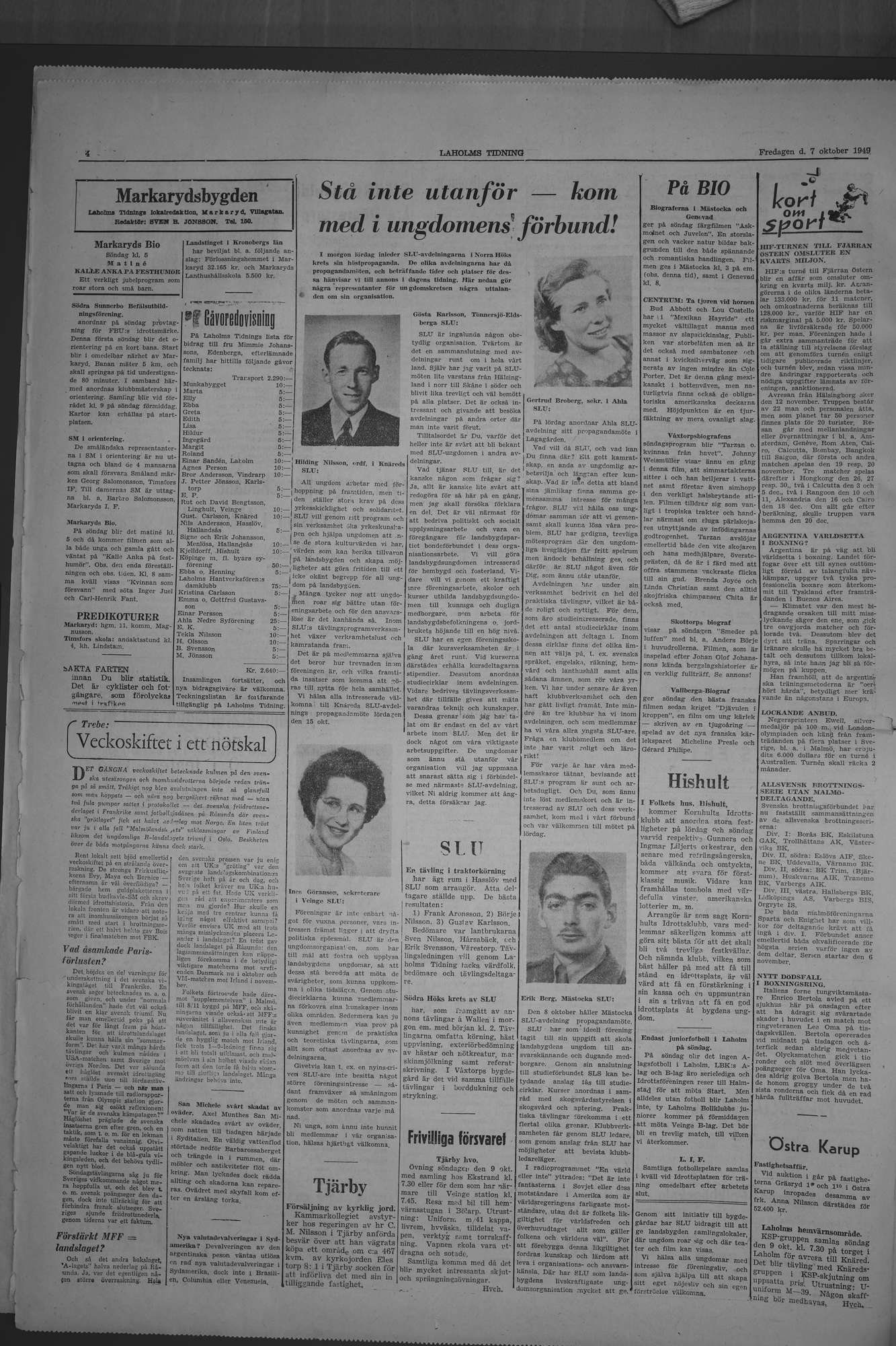 Laholms Tidning Fredag 7 oktober 1949, sida 4