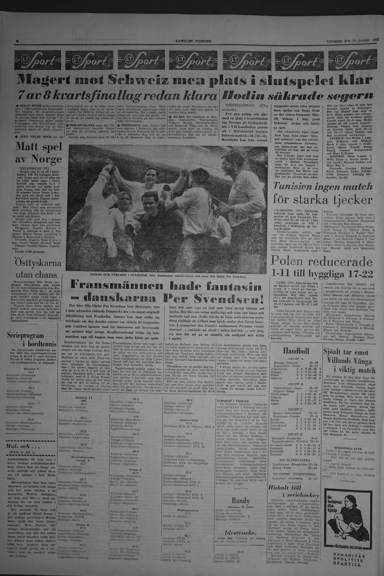 Laholms Tidning Lördag 14 januari 1967, sida 6