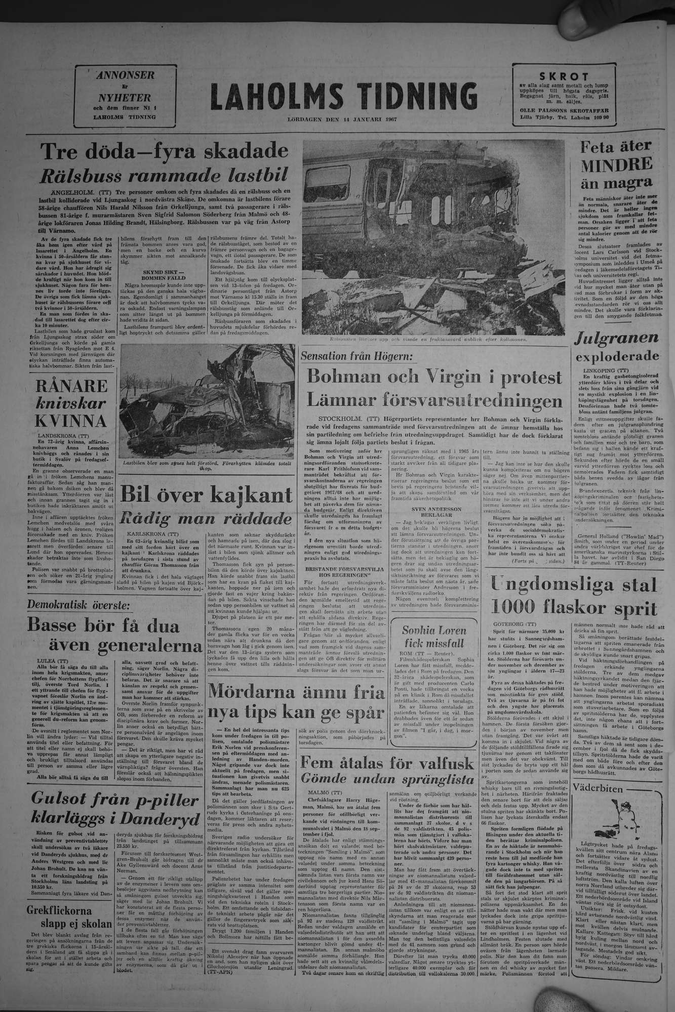 Laholms Tidning Lördag 14 januari 1967, sida 8