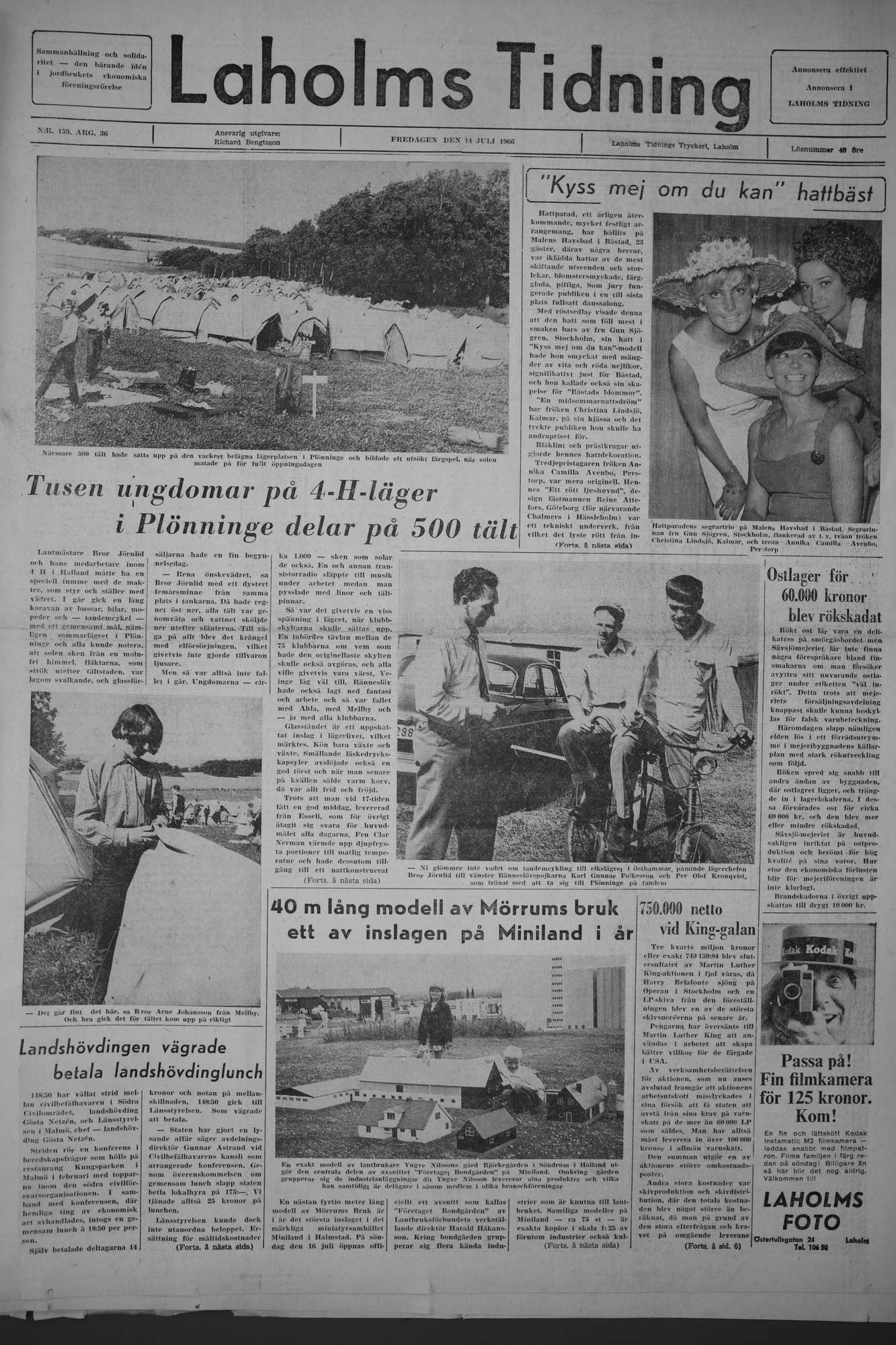 Laholms Tidning Fredag 14 juli 1967, sida 1