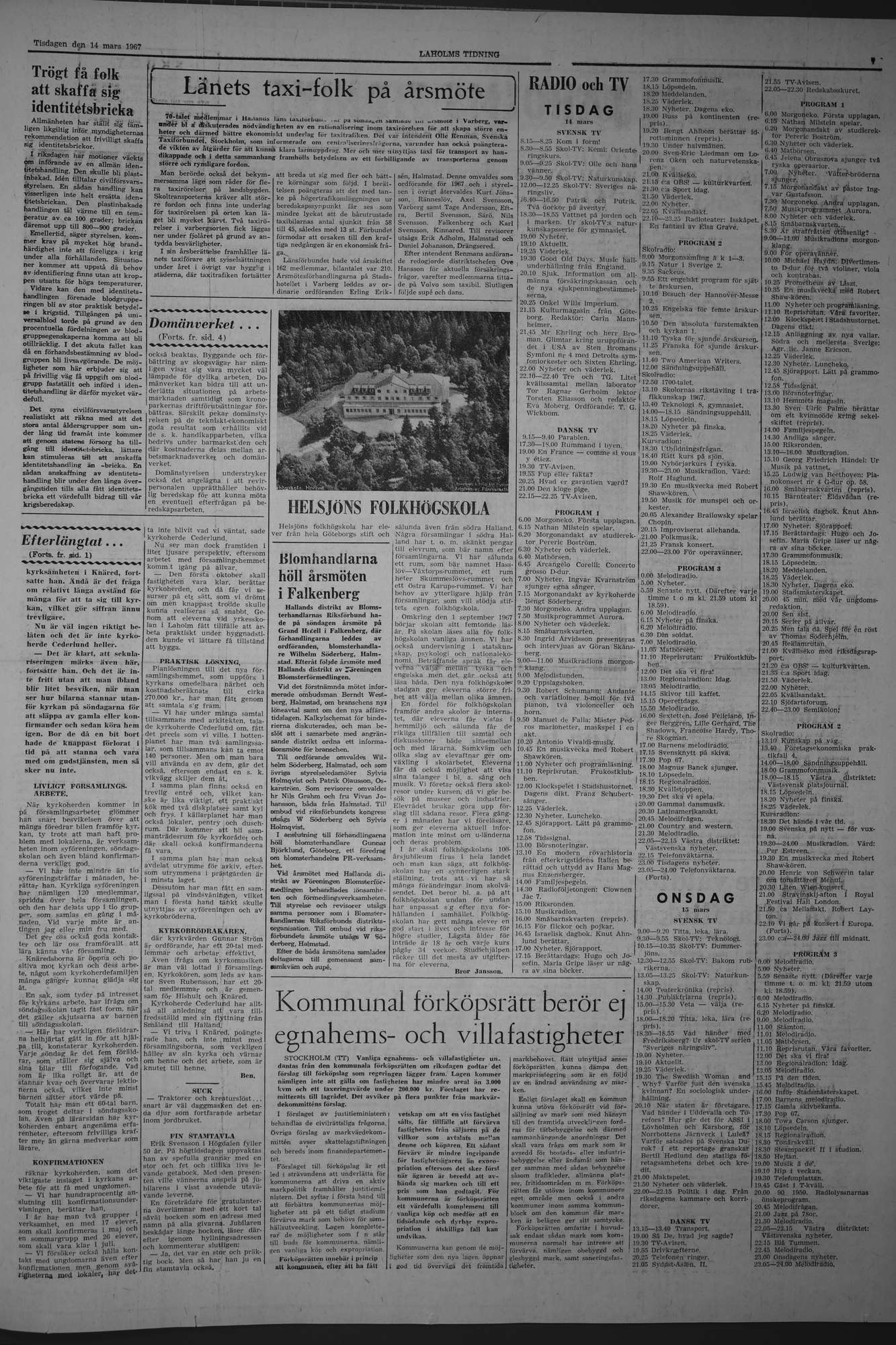 Laholms Tidning Tisdag 14 mars 1967, sida 7
