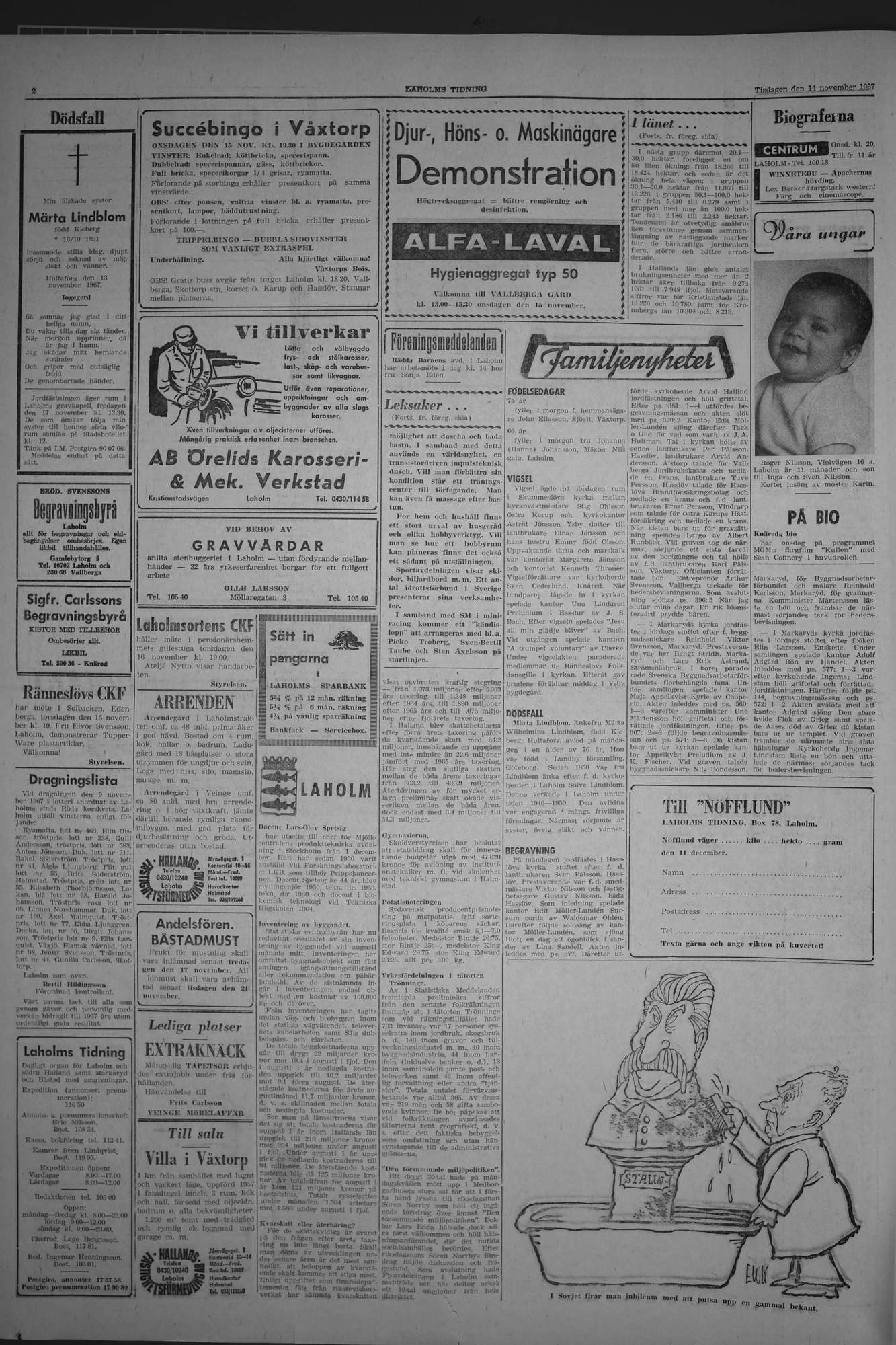 Laholms Tidning Tisdag 14 november 1967, sida 2