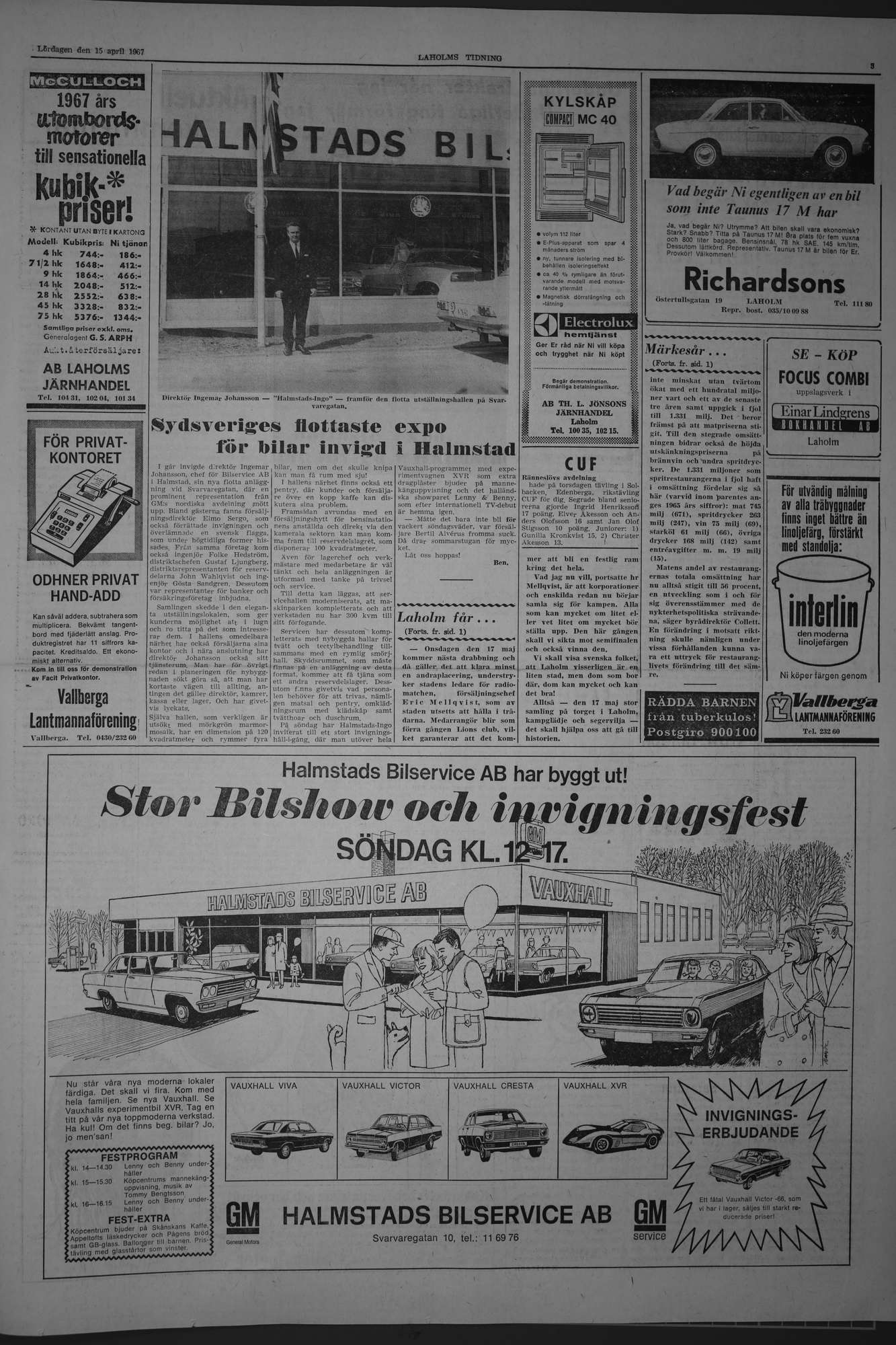 Laholms Tidning Lördag 15 april 1967, sida 3