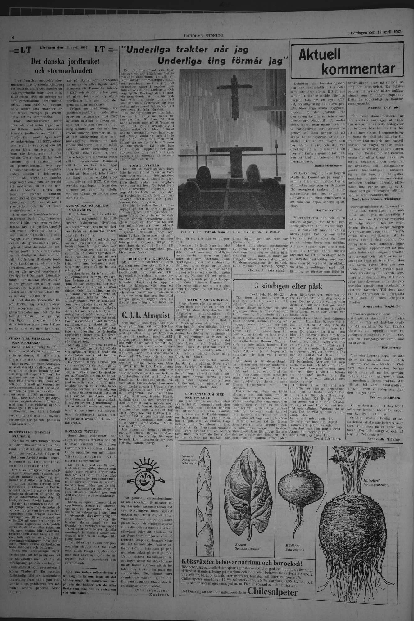 Laholms Tidning Lördag 15 april 1967, sida 4