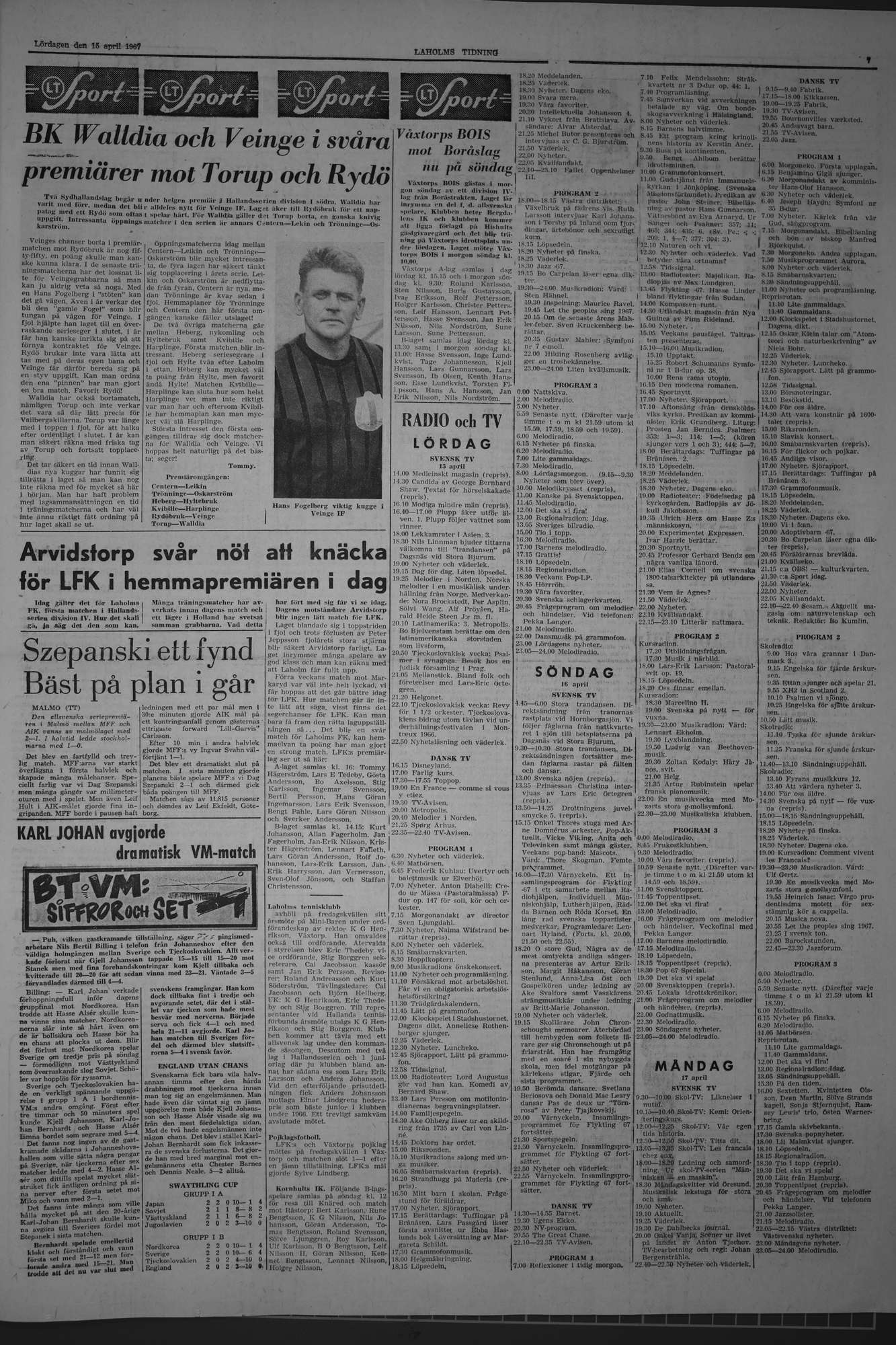 Laholms Tidning Lördag 15 april 1967, sida 7