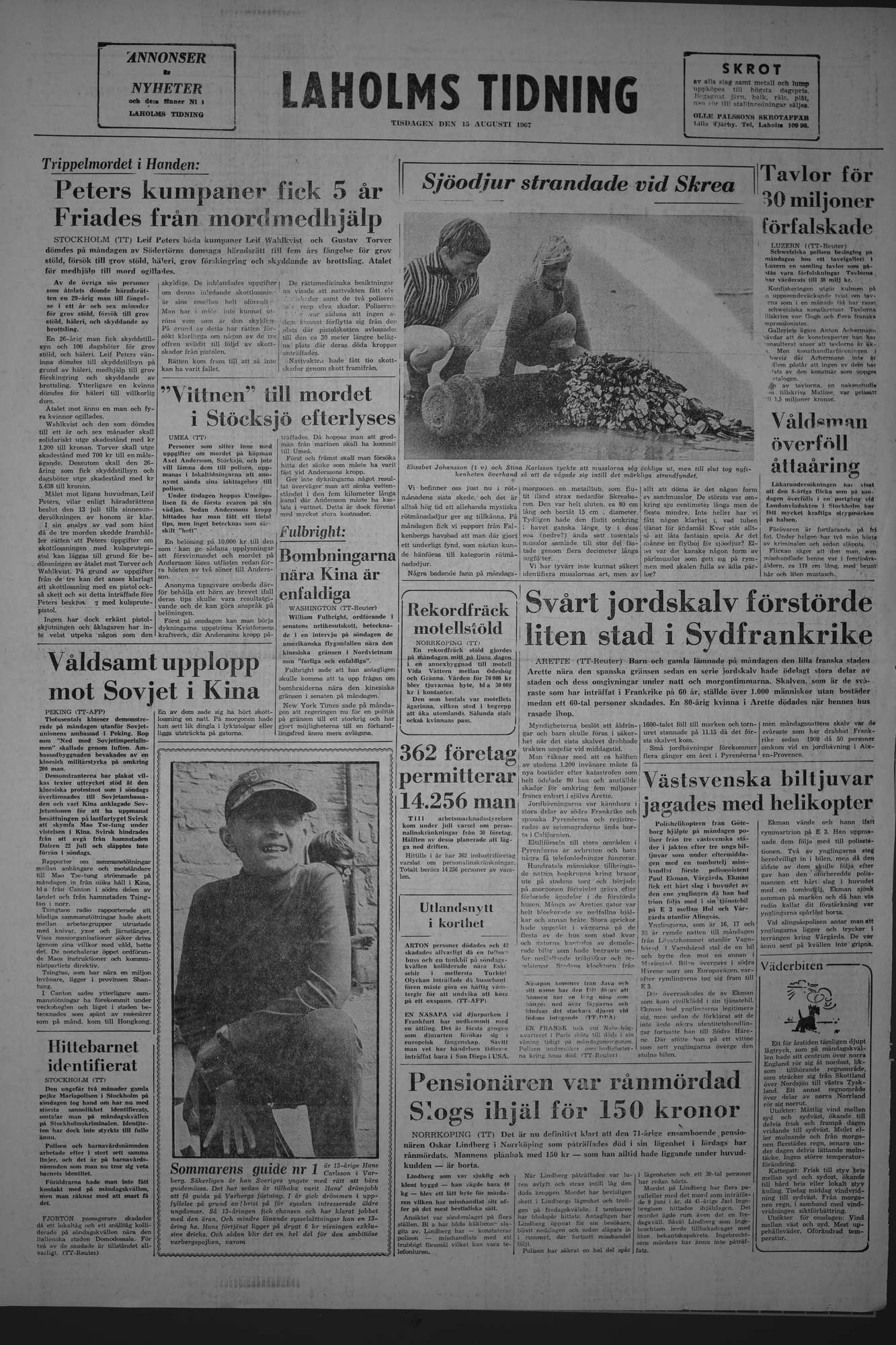 Laholms Tidning Tisdag 15 augusti 1967, sida 8