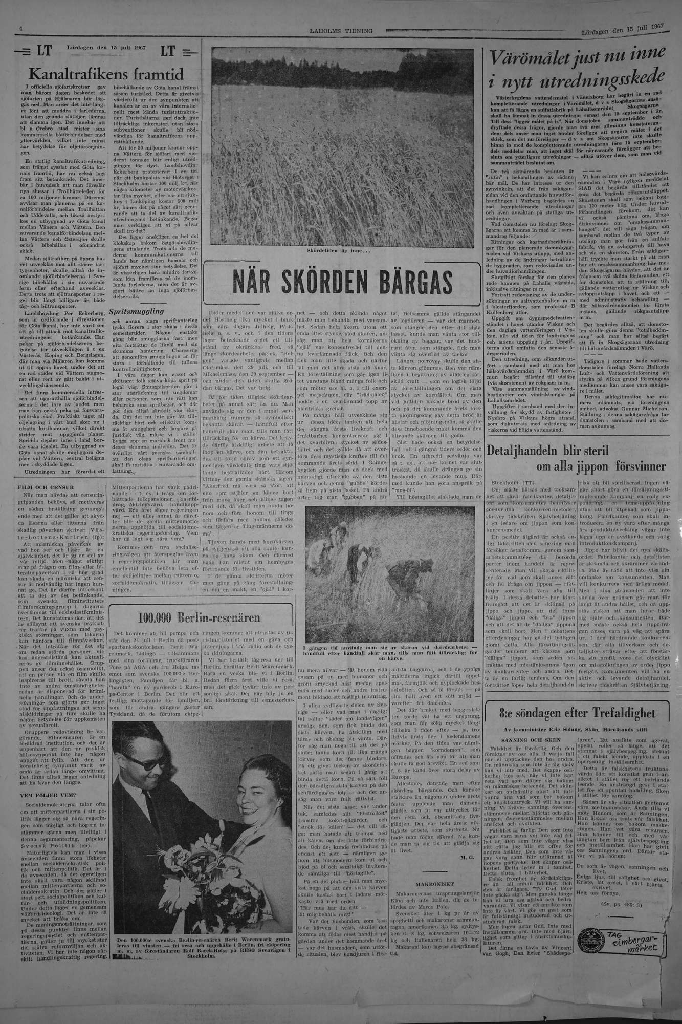 Laholms Tidning Lördag 15 juli 1967, sida 4