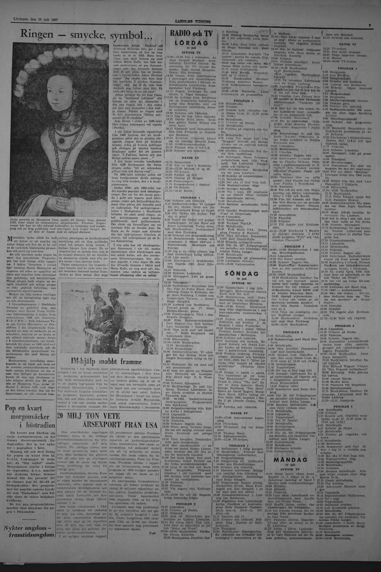 Laholms Tidning Lördag 15 juli 1967, sida 7