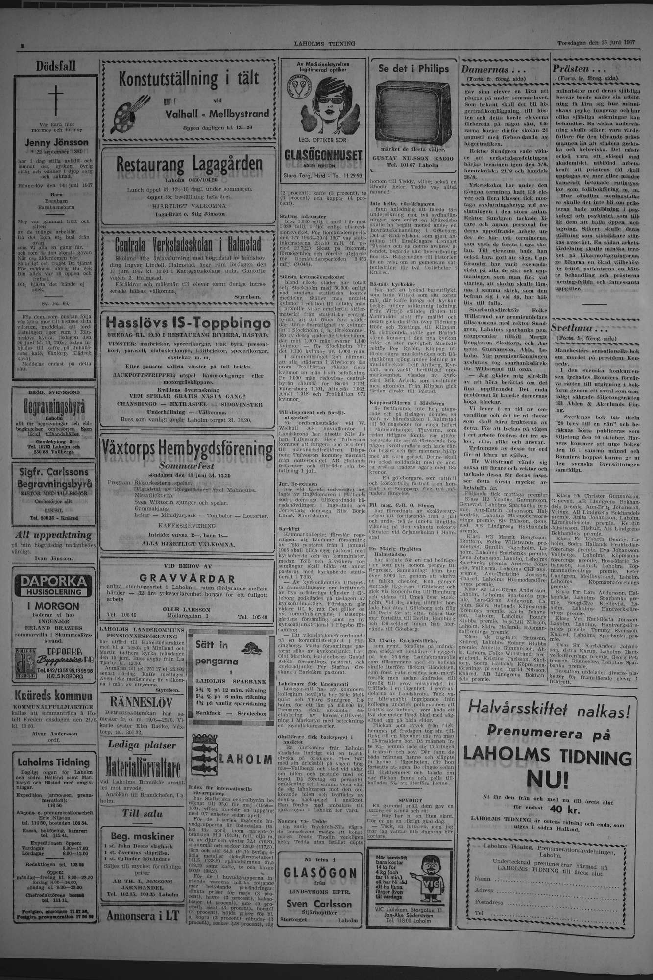 Laholms Tidning Torsdag 15 juni 1967, sida 2