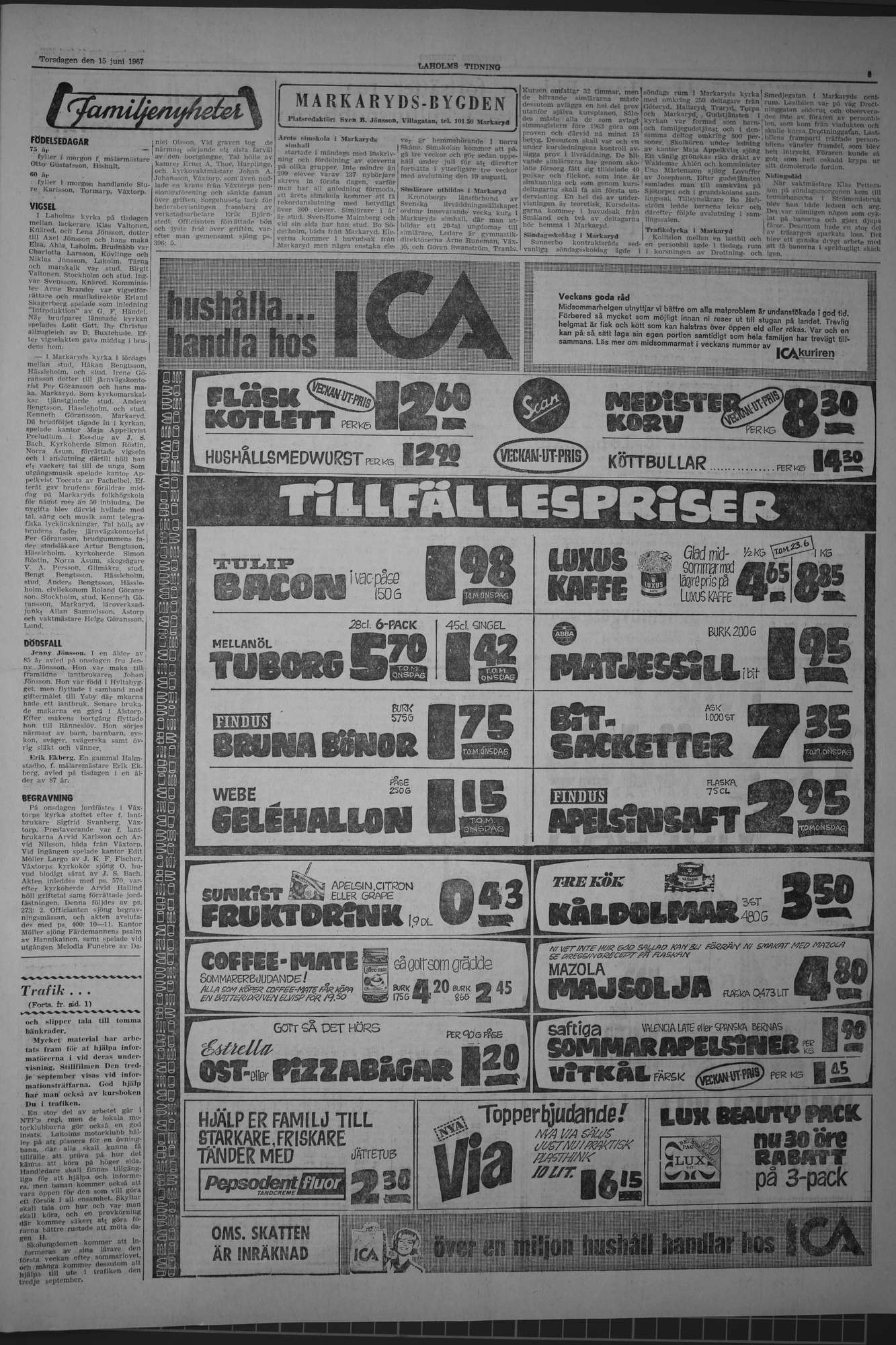 Laholms Tidning Torsdag 15 juni 1967, sida 3