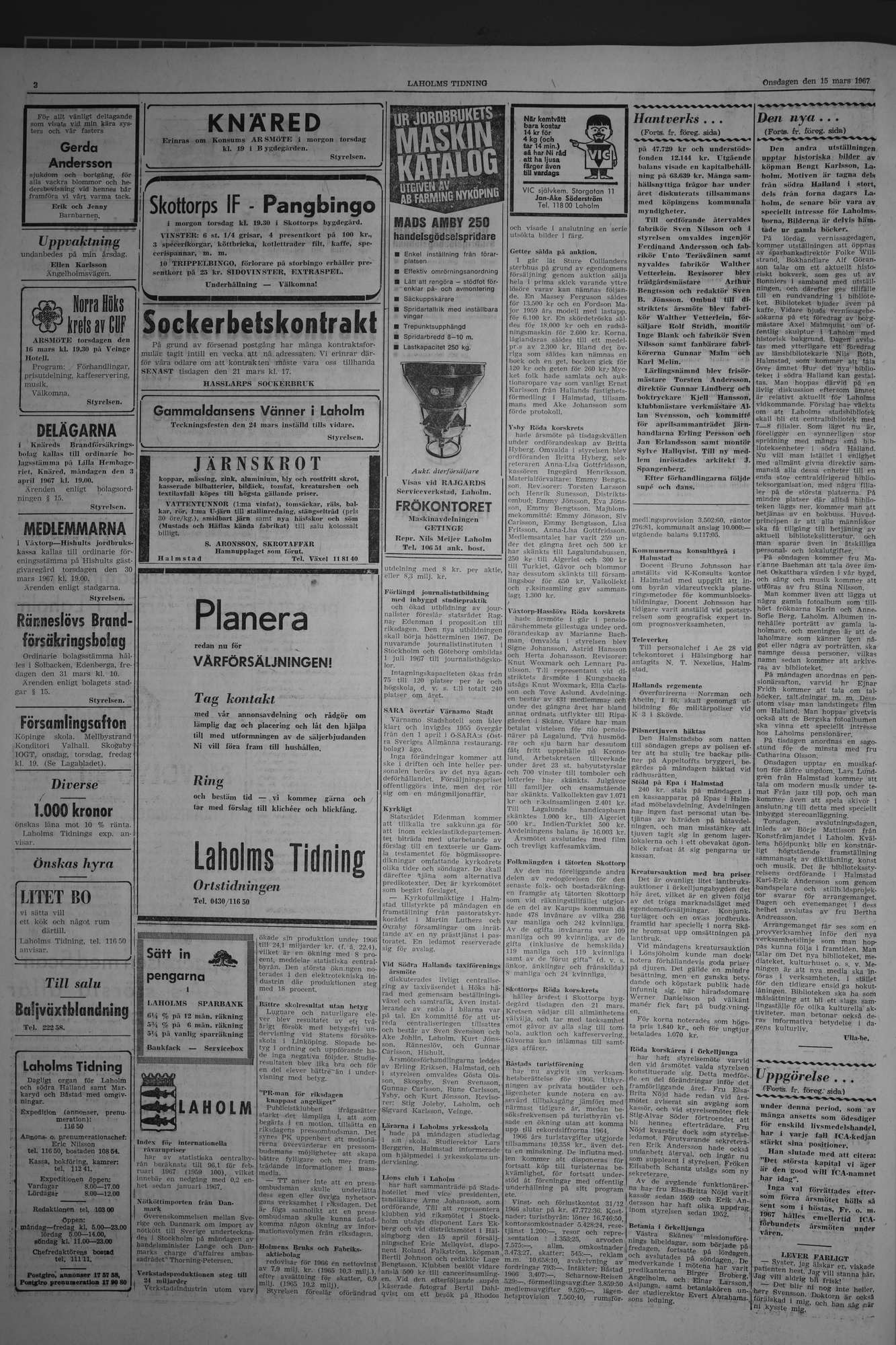 Laholms Tidning Onsdag 15 mars 1967, sida 2