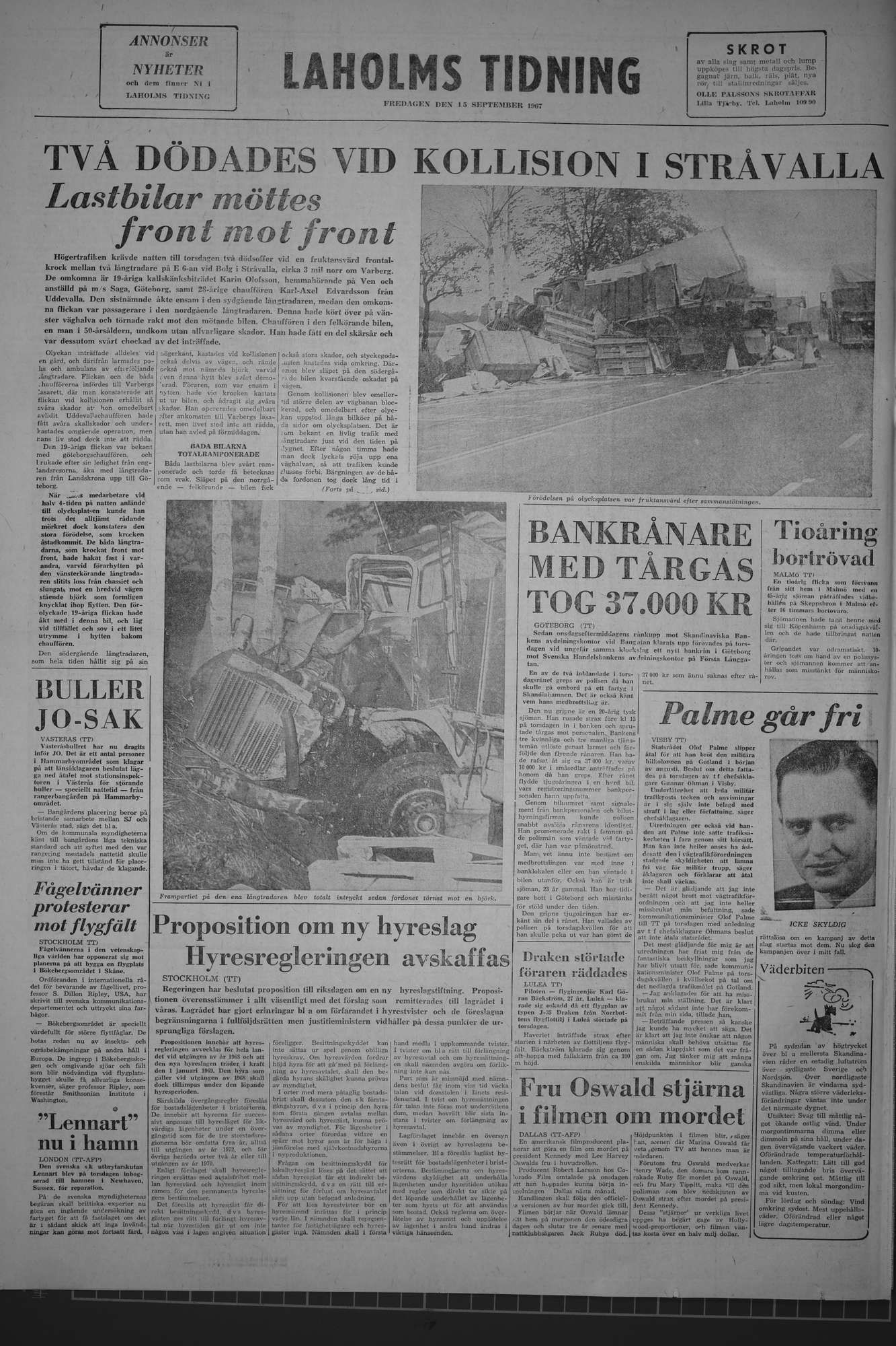 Laholms Tidning Fredag 15 september 1967, sida 8
