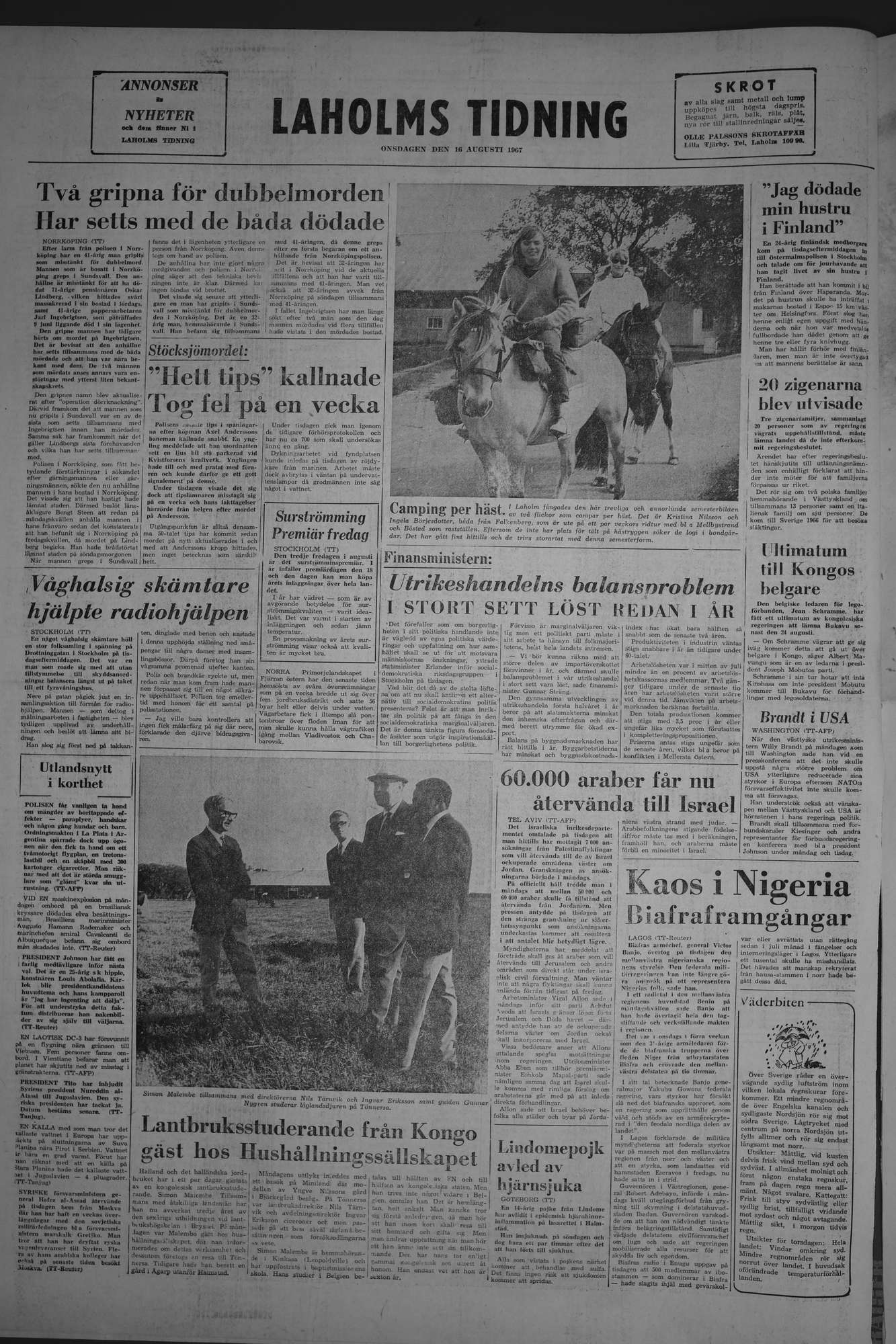 Laholms Tidning Onsdag 16 augusti 1967, sida 8