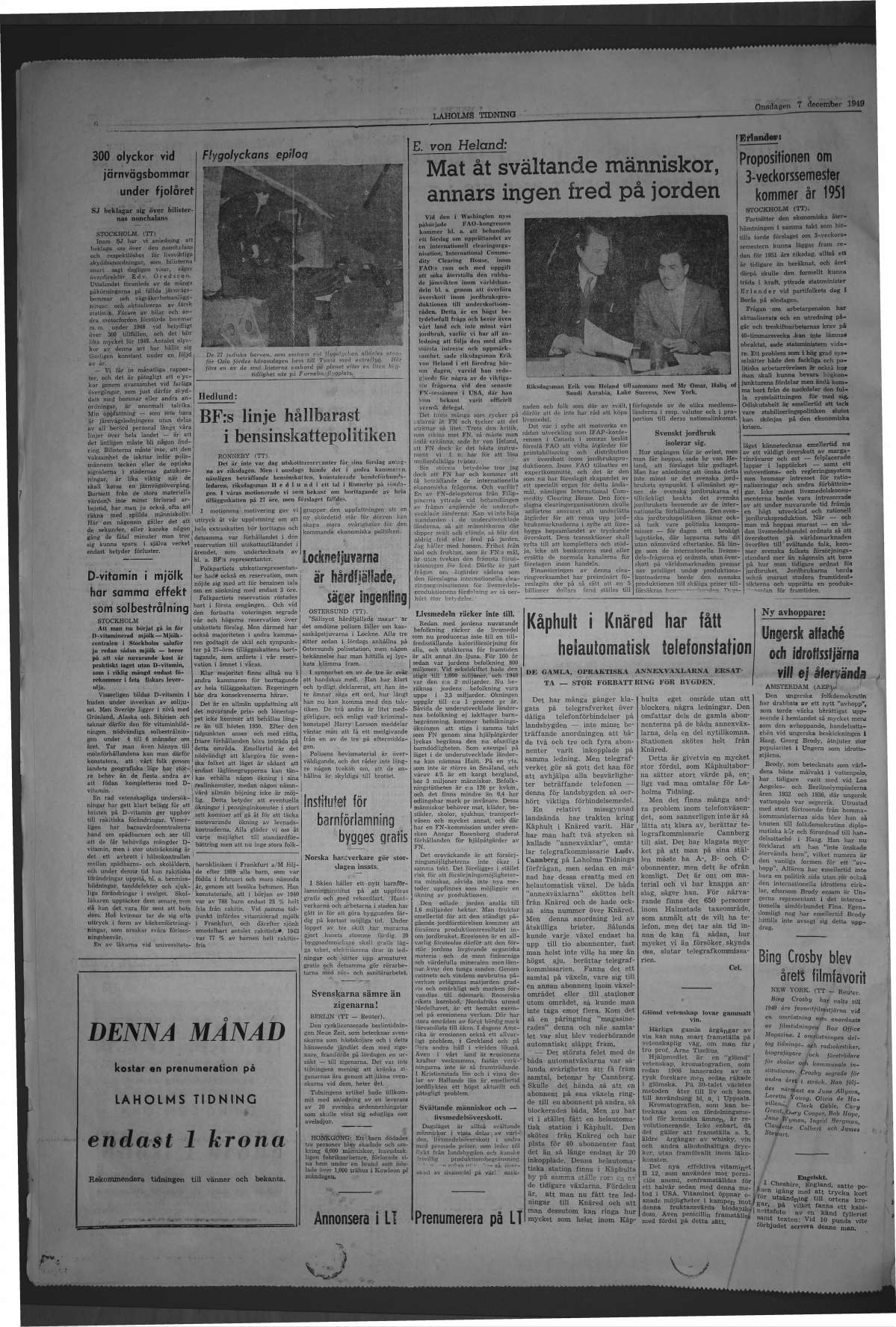 Laholms Tidning Onsdag 7 december 1949, sida 6