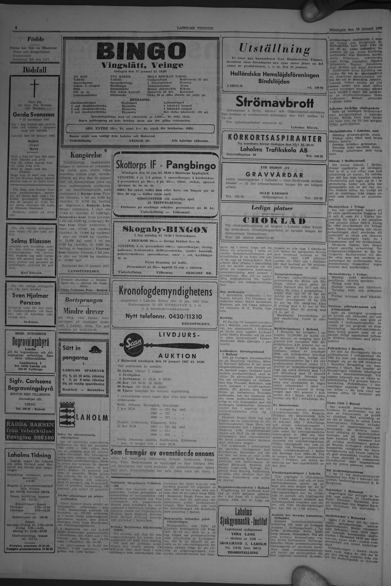 Laholms Tidning Måndag 16 januari 1967, sida 2
