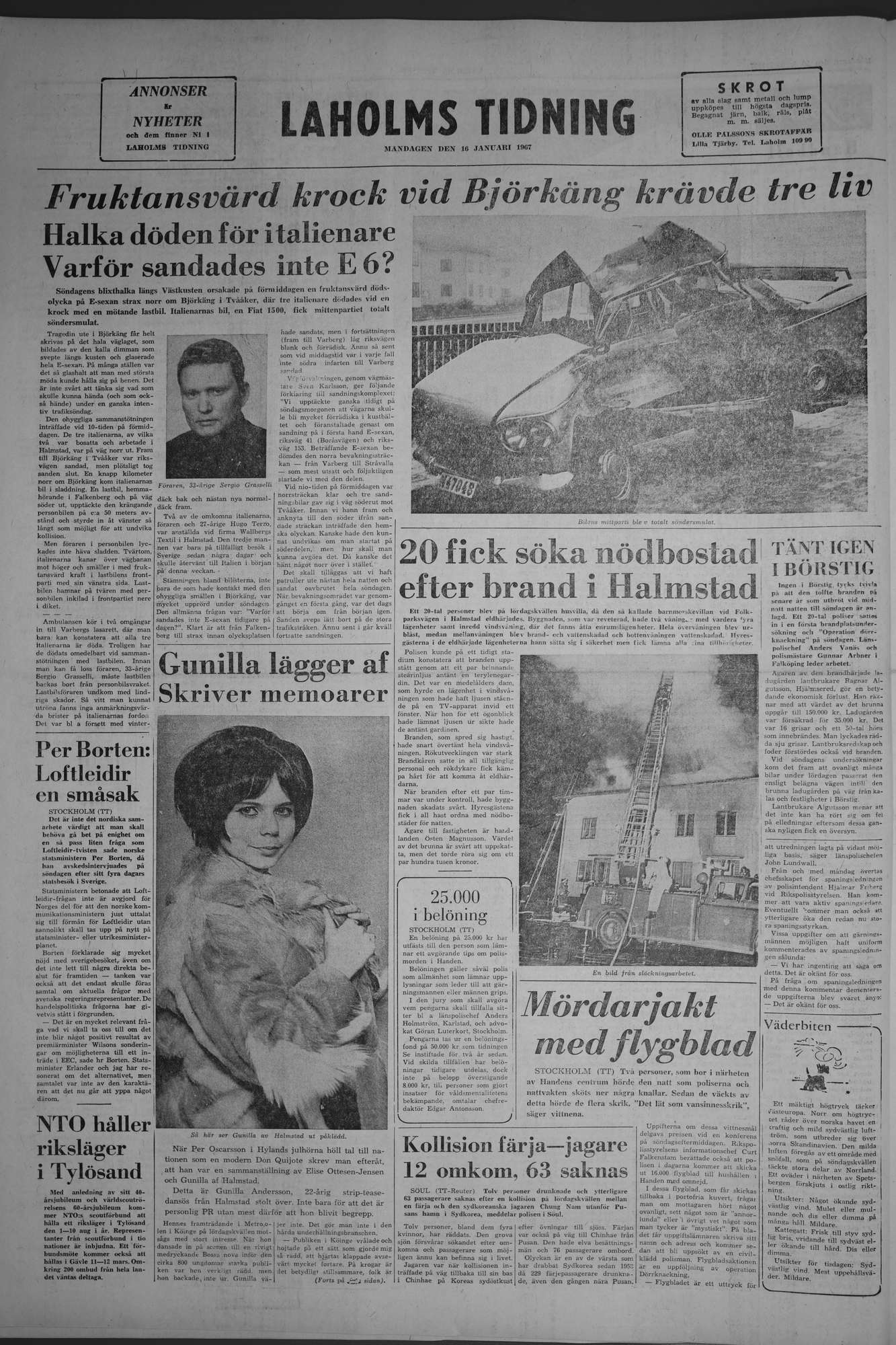 Laholms Tidning Måndag 16 januari 1967, sida 8