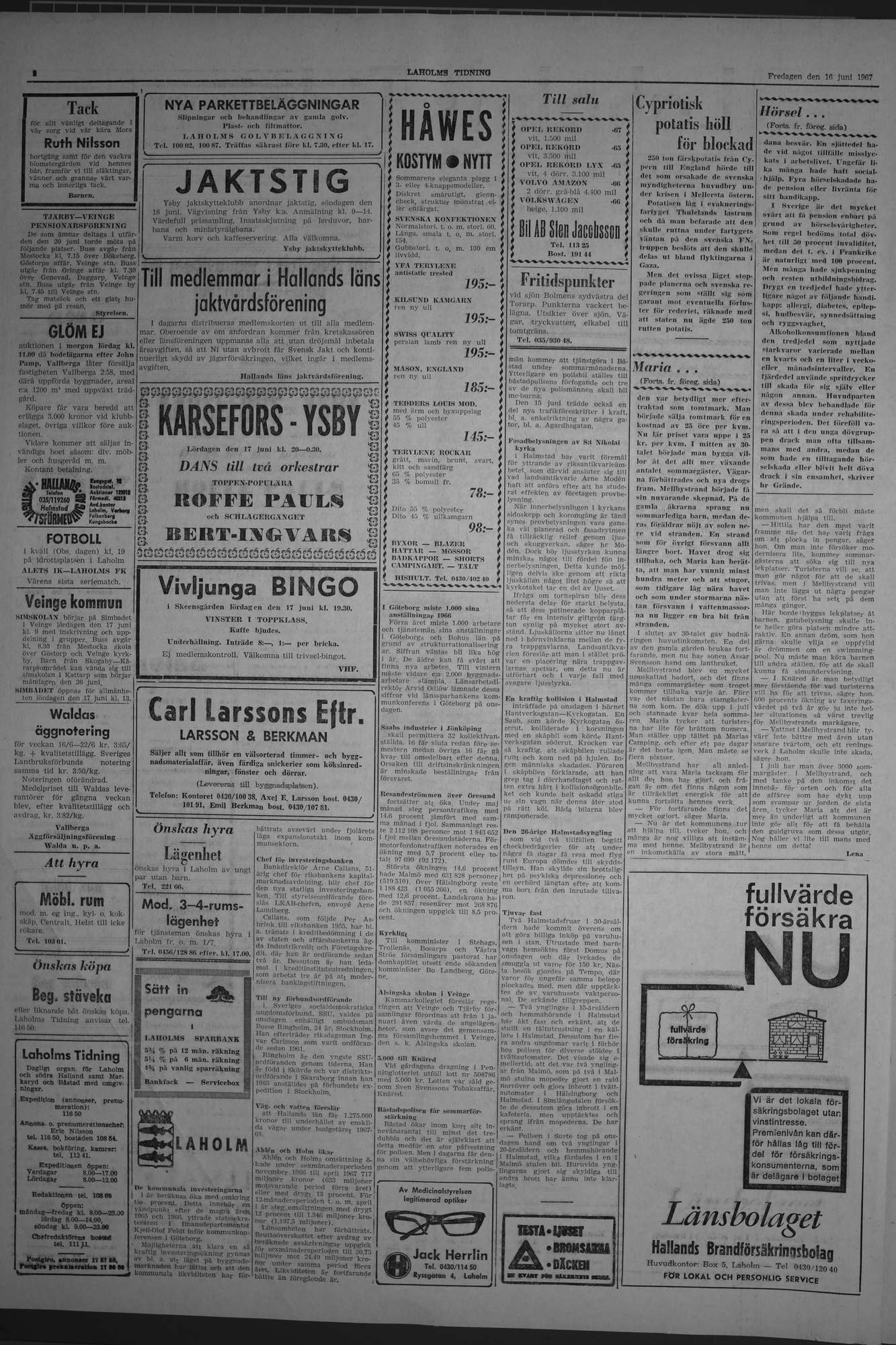 Laholms Tidning Fredag 16 juni 1967, sida 2
