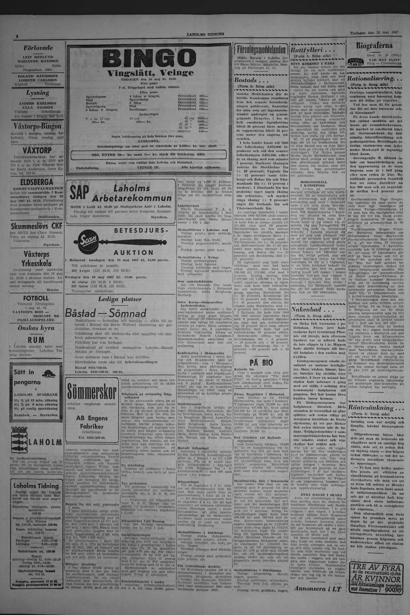 Laholms Tidning Tisdag 16 maj 1967, sida 2