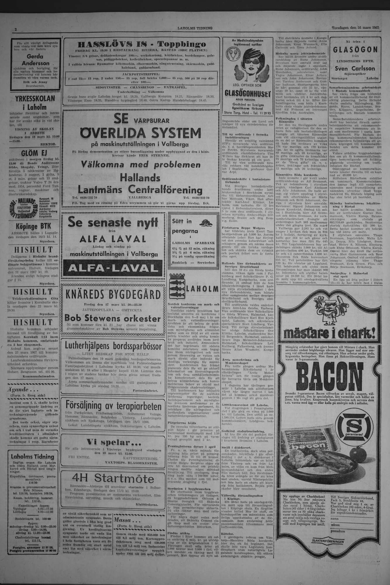 Laholms Tidning Torsdag 16 mars 1967, sida 2