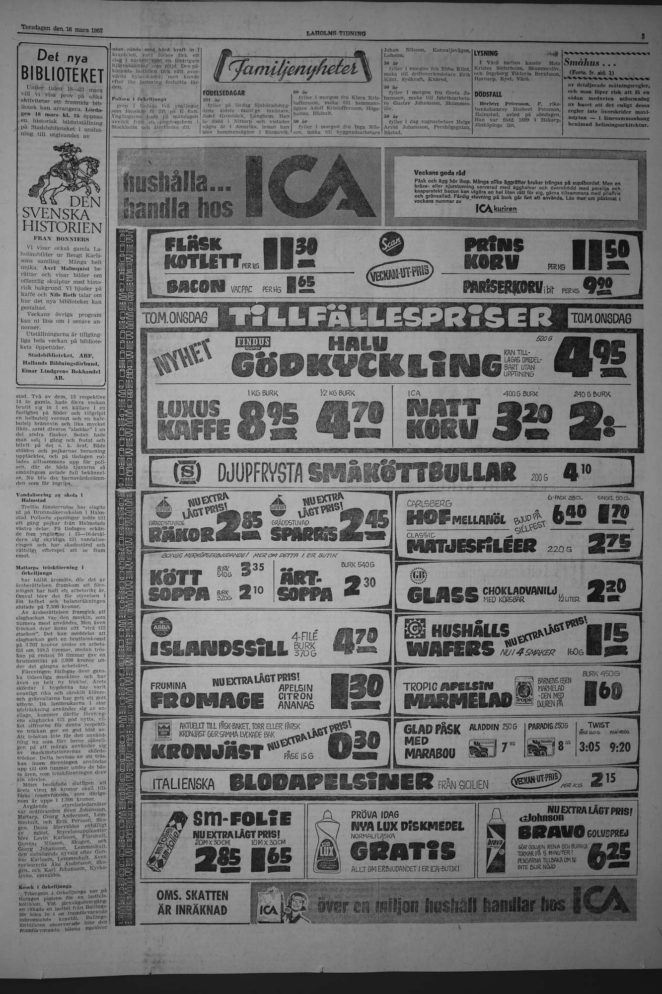 Laholms Tidning Torsdag 16 mars 1967, sida 3