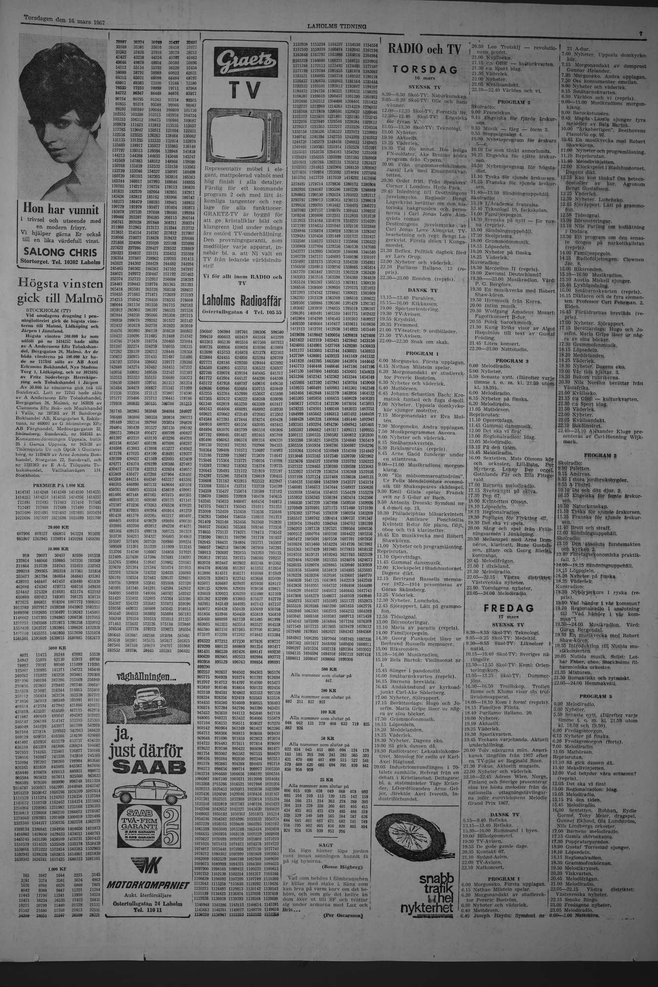 Laholms Tidning Torsdag 16 mars 1967, sida 7