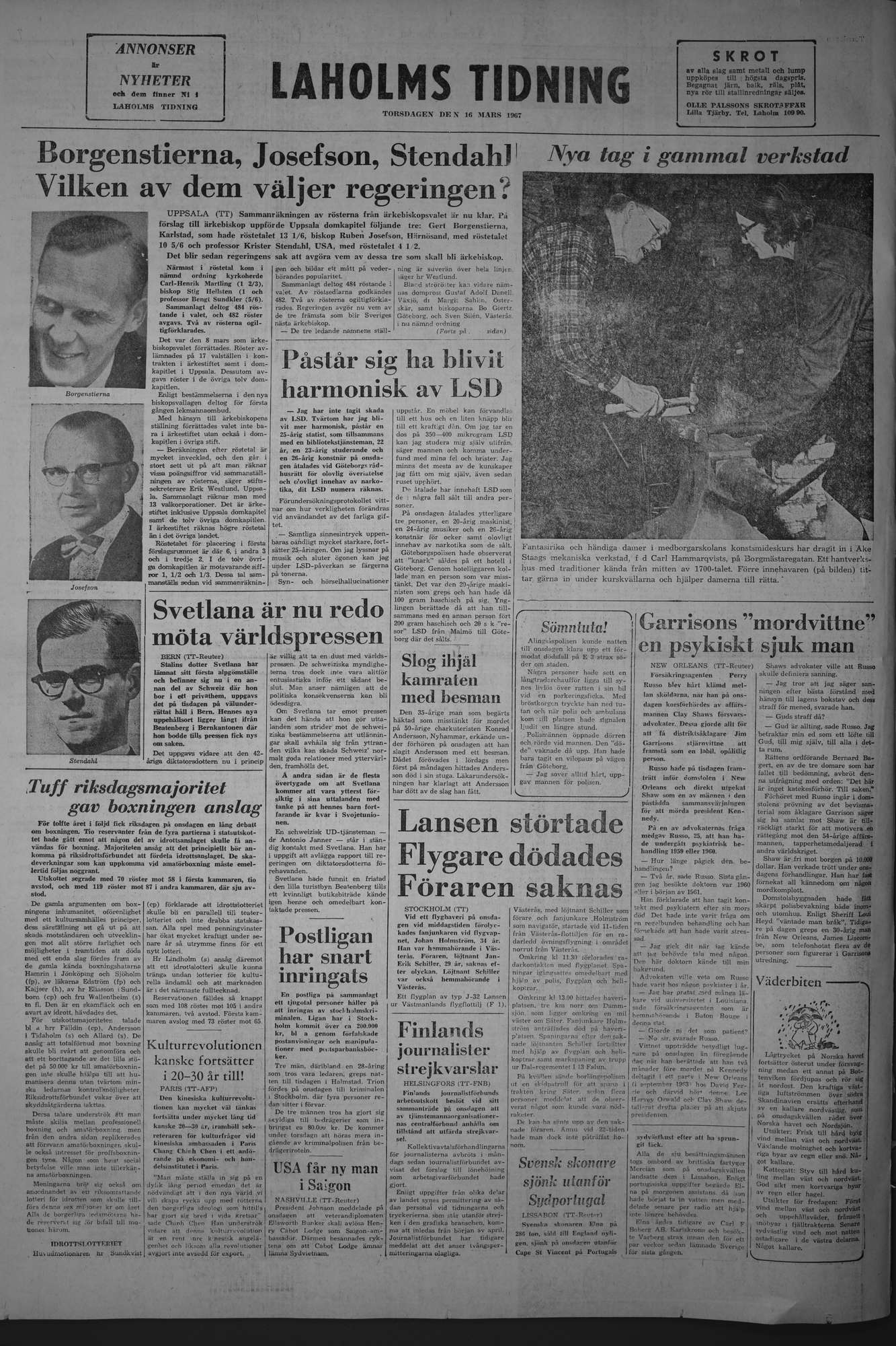 Laholms Tidning Torsdag 16 mars 1967, sida 8