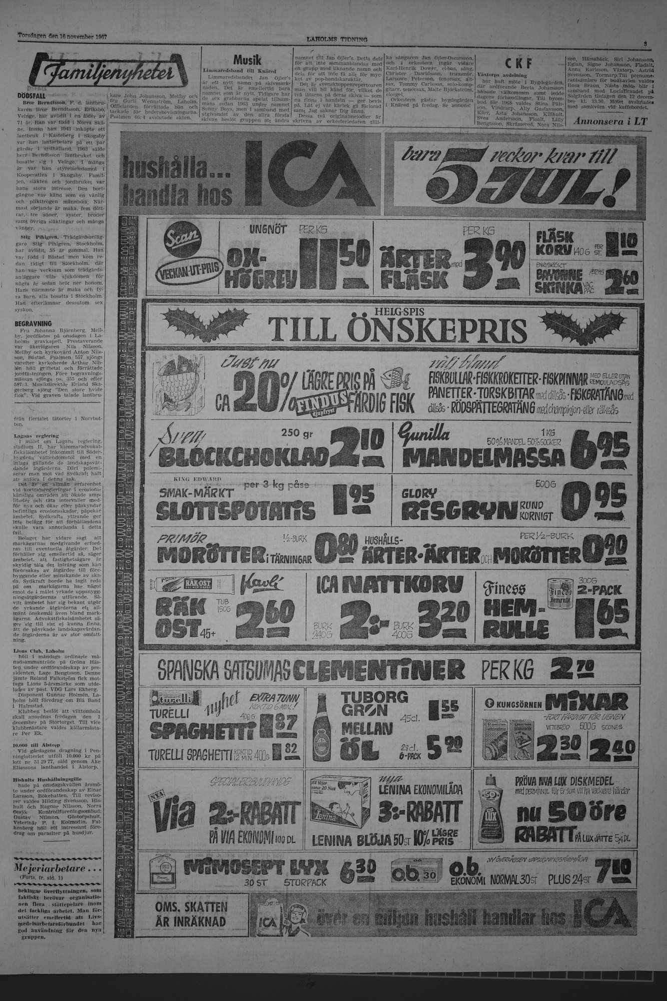 Laholms Tidning Torsdag 16 november 1967, sida 3