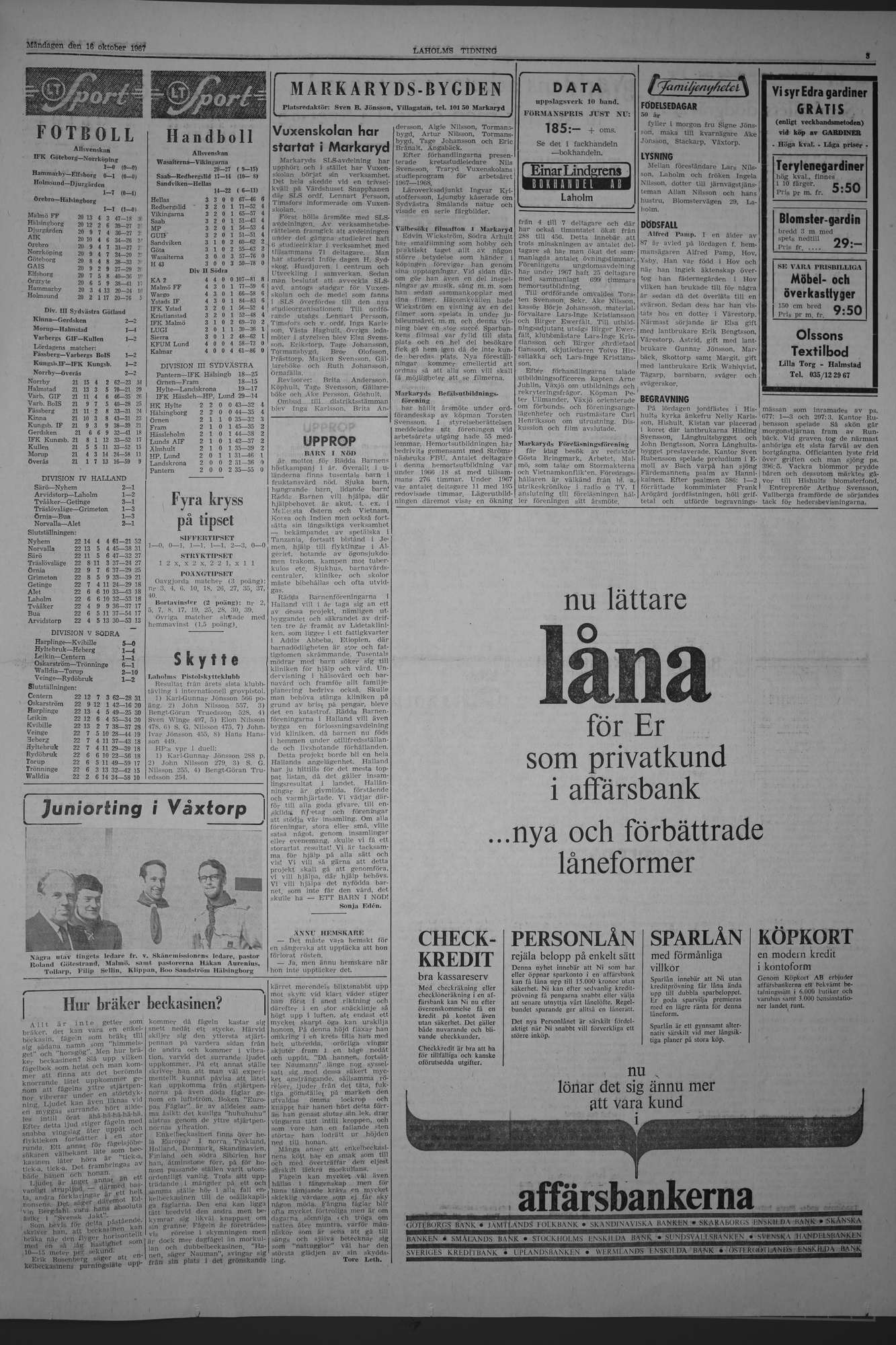 Laholms Tidning Måndag 16 oktober 1967, sida 3