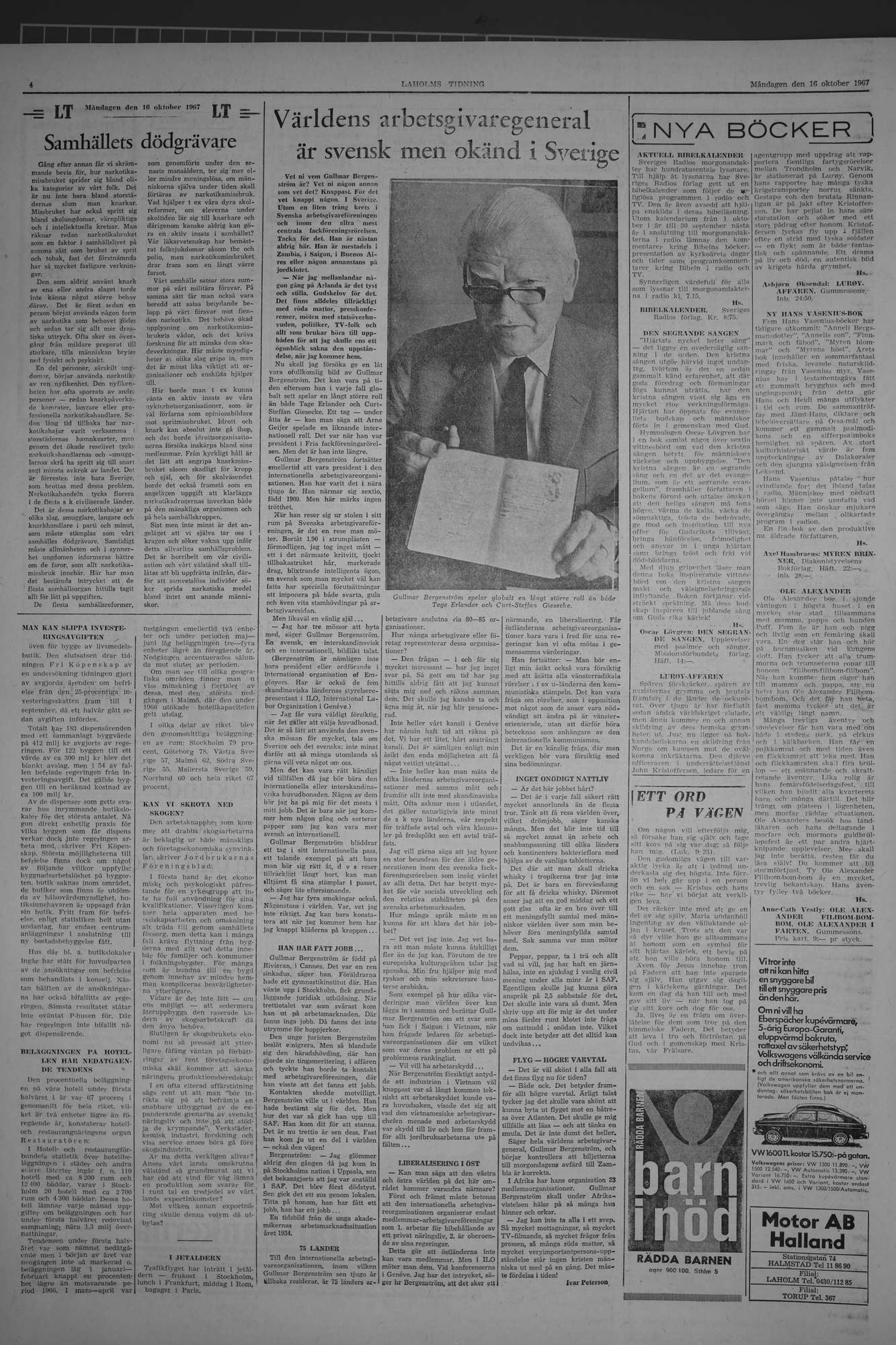 Laholms Tidning Måndag 16 oktober 1967, sida 4