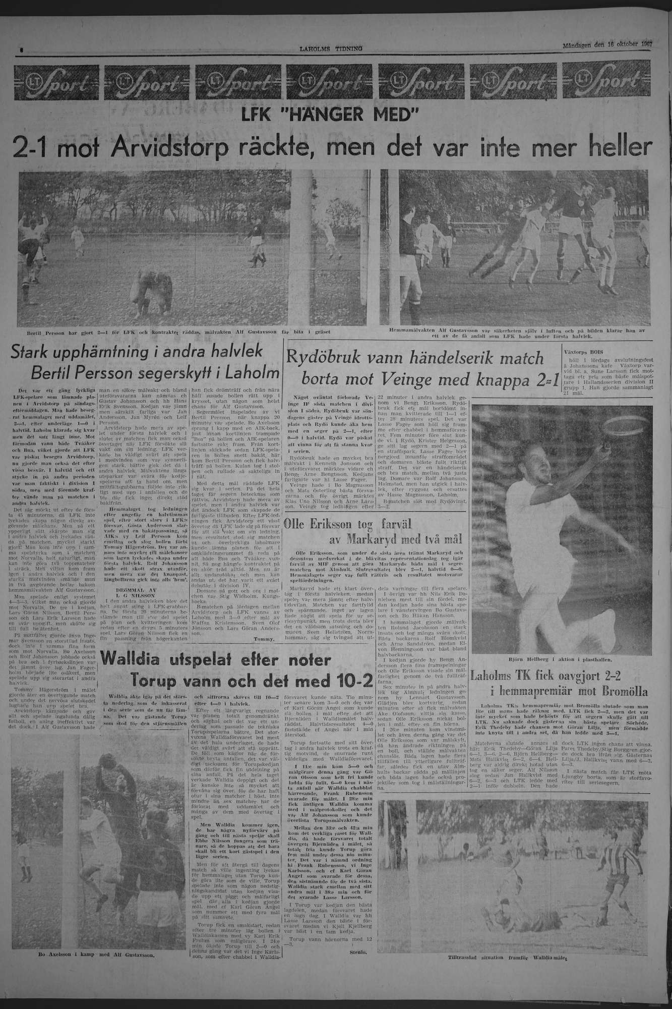 Laholms Tidning Måndag 16 oktober 1967, sida 6