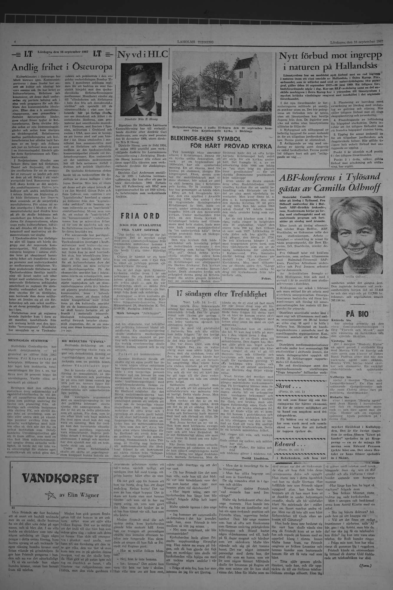 Laholms Tidning Lördag 16 september 1967, sida 4