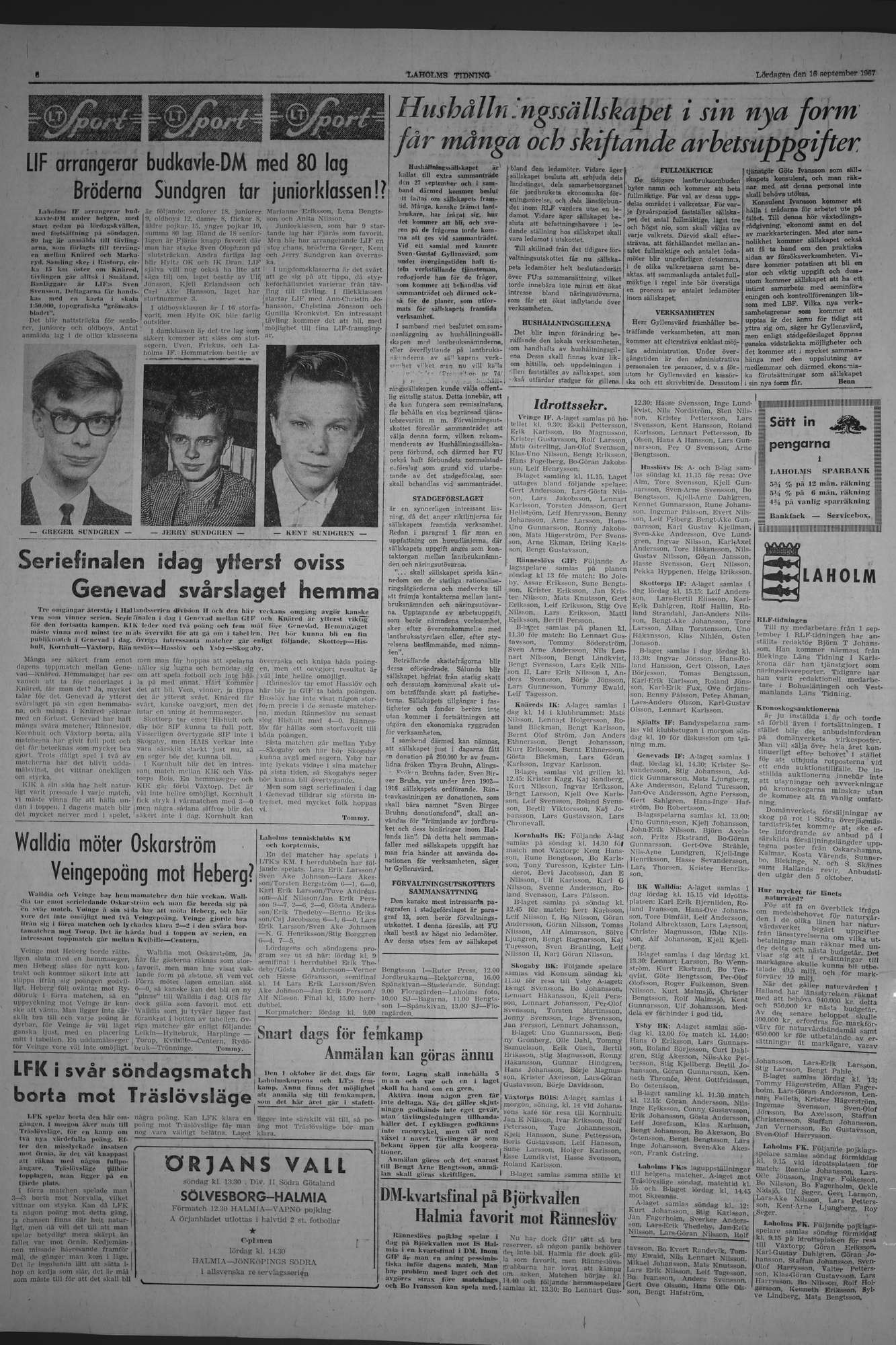 Laholms Tidning Lördag 16 september 1967, sida 6