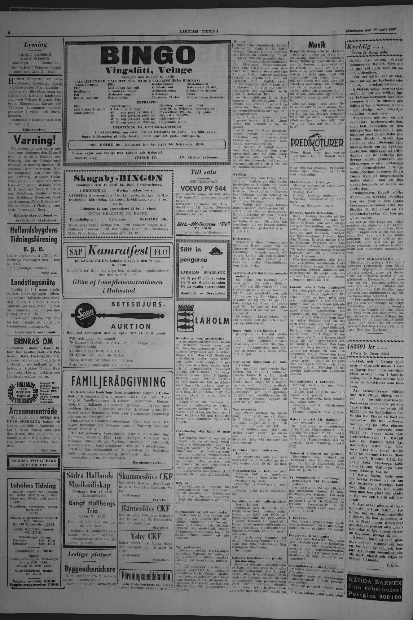 Laholms Tidning Måndag 17 april 1967, sida 2