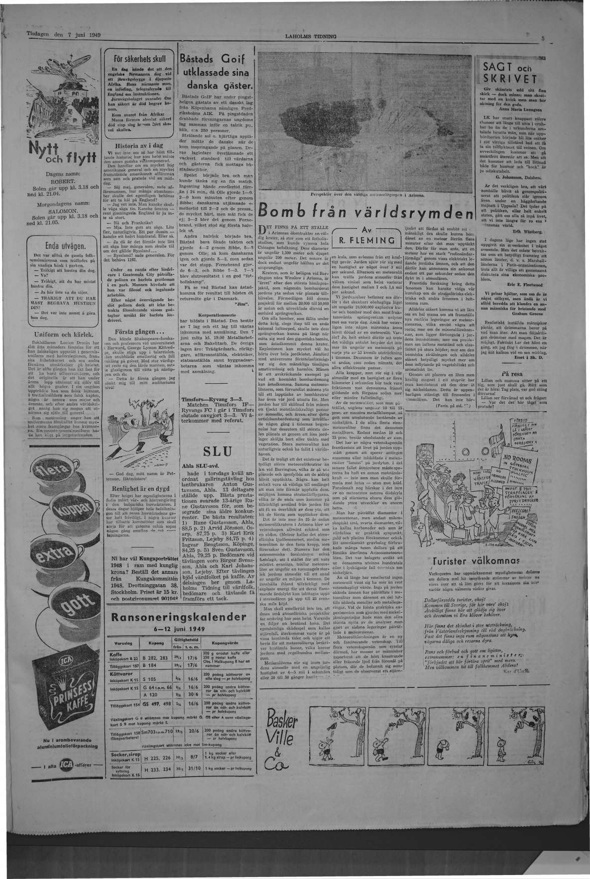 Laholms Tidning Tisdag 7 juni 1949, sida 5