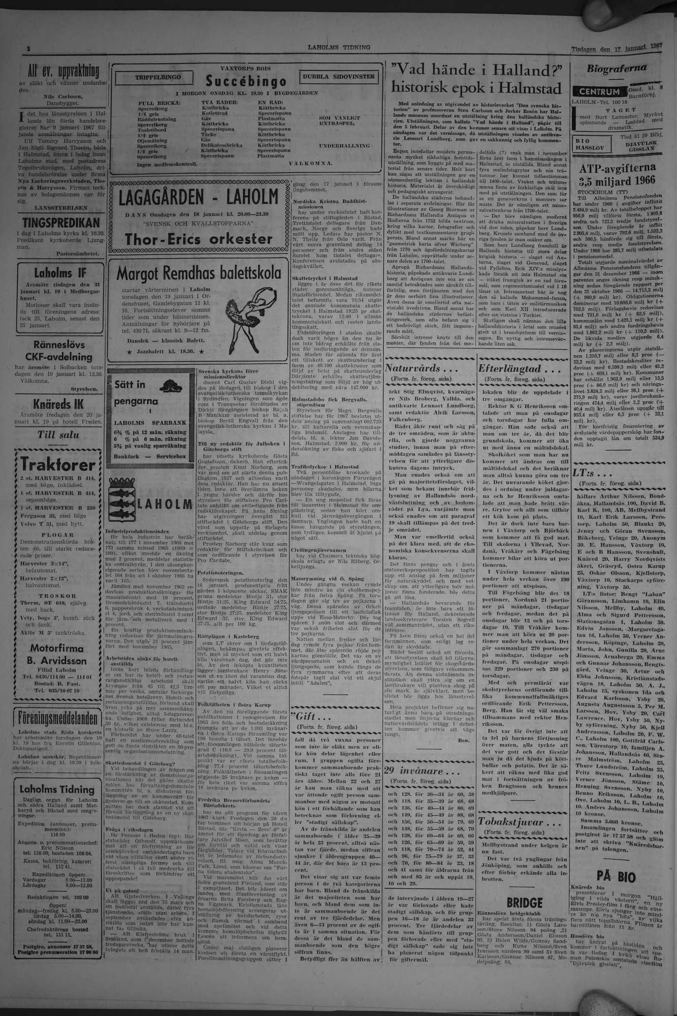 Laholms Tidning Tisdag 17 januari 1967, sida 2