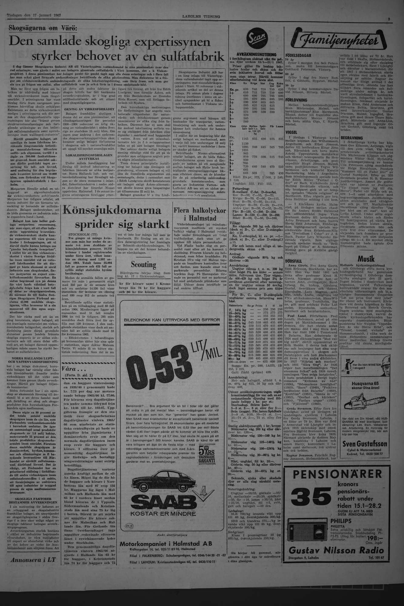 Laholms Tidning Tisdag 17 januari 1967, sida 3